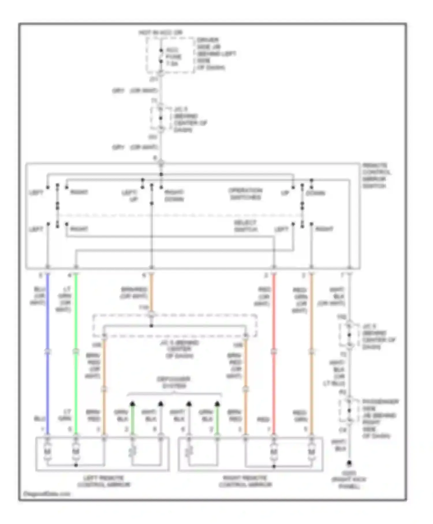 RAV4 Toyota II (2000-2003): Power mirror circuit