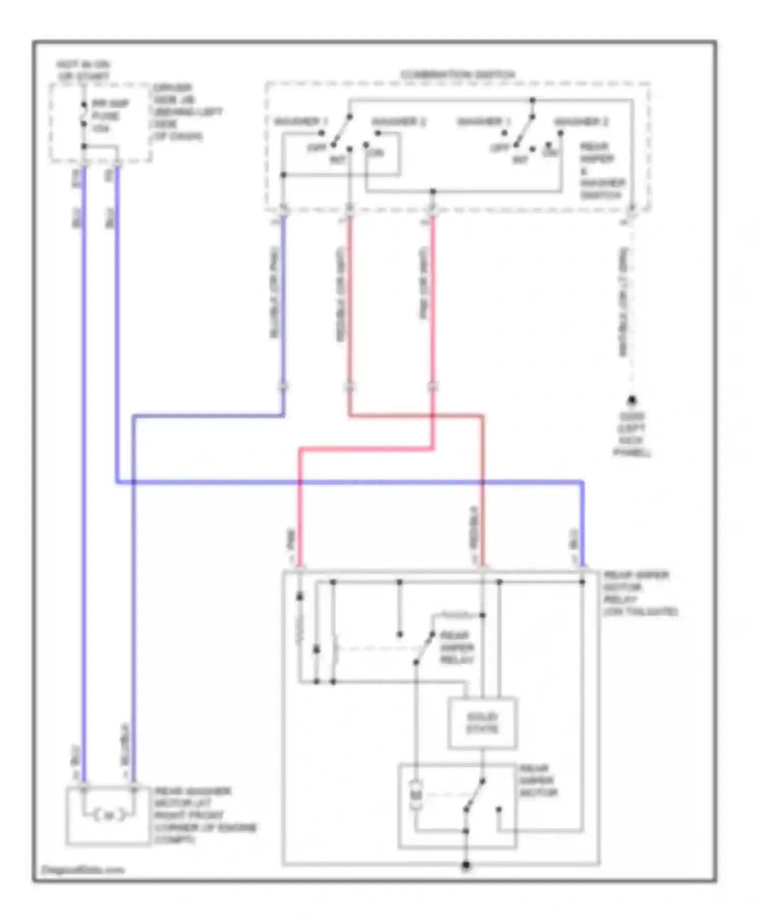 RAV4 Toyota II (2000-2003): Rear wiper/washer circuit