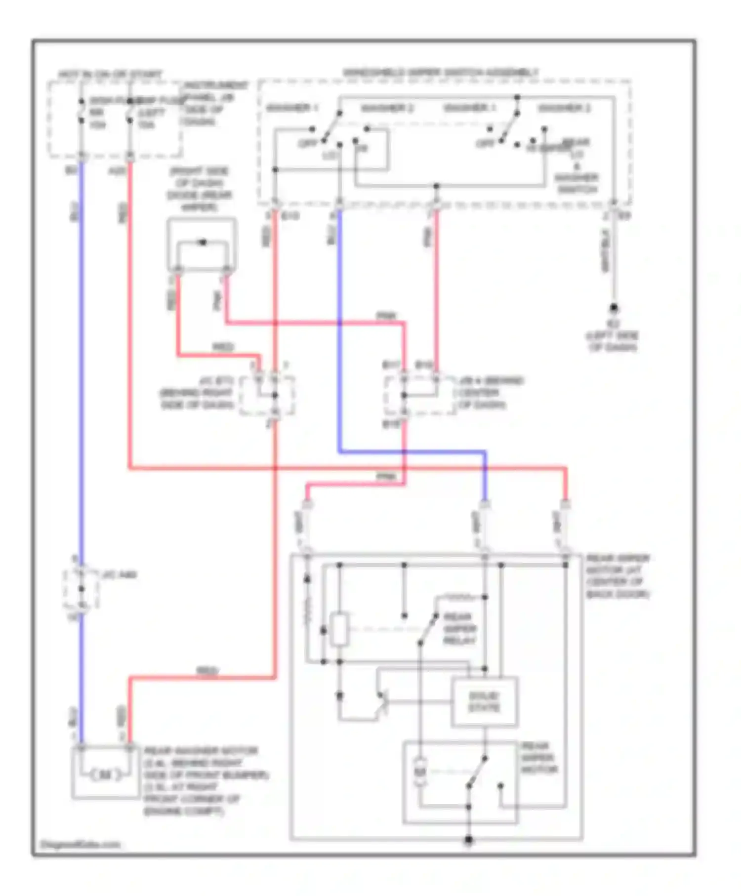 RAV4 Toyota III (2005-2010): Rear wiper/washer circuit