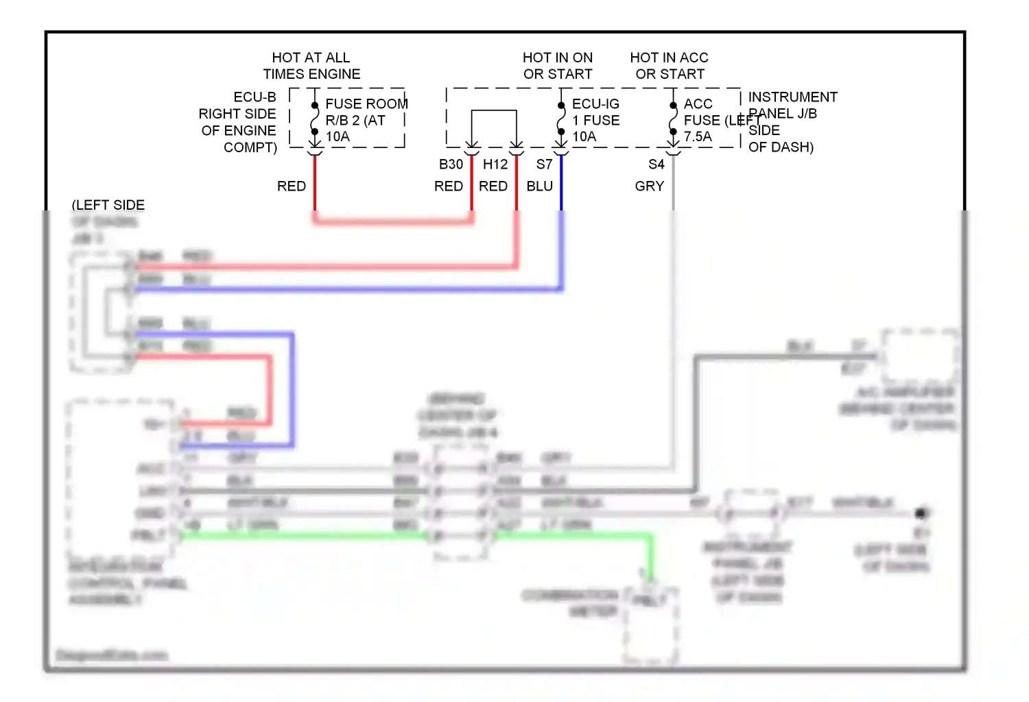 Toyota RAV4 III (2005-2010) integration control, panel assembly wiring diagram  (5 of 9)