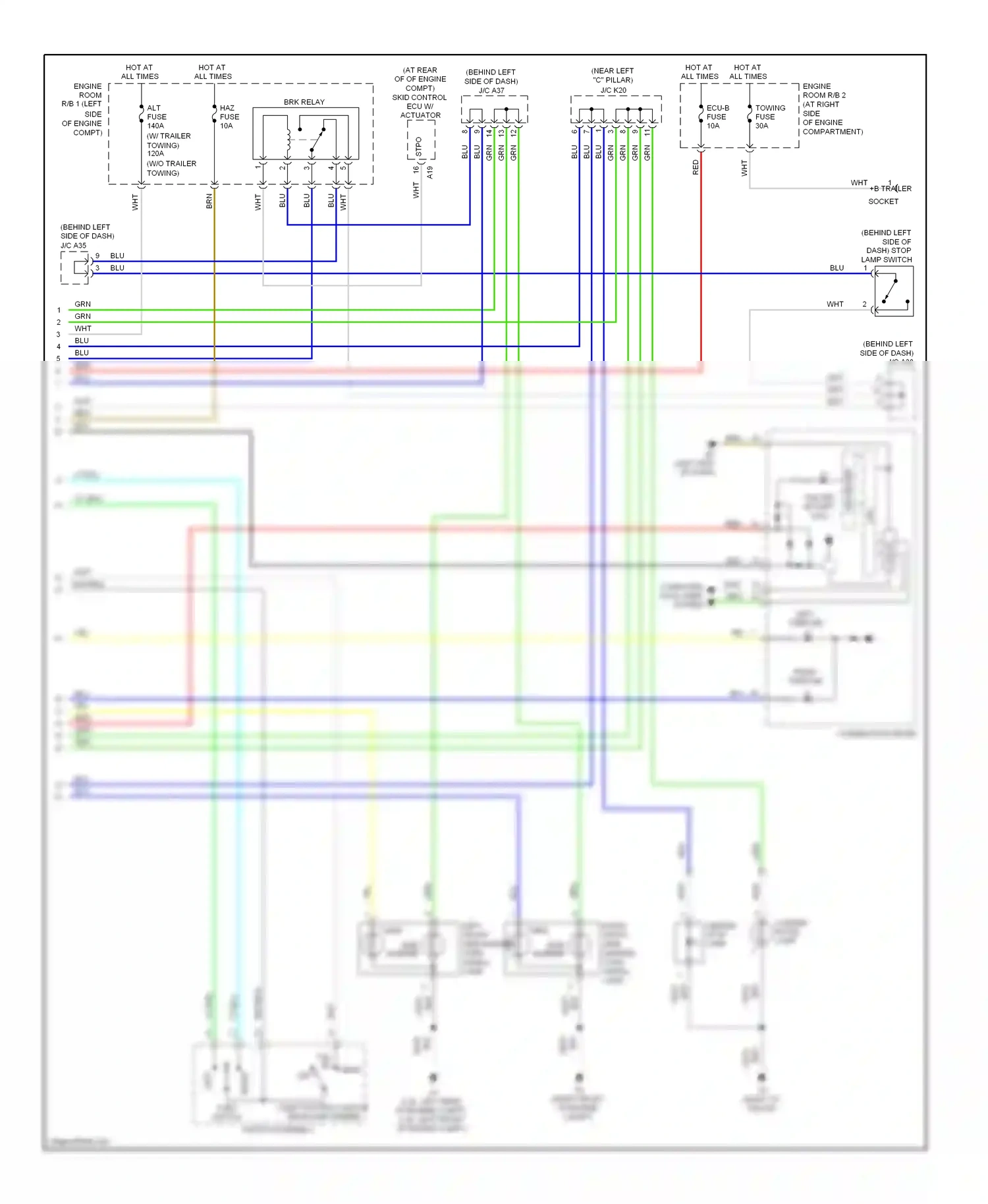 Toyota RAV4 III (2005-2010) light control switch headlamp dimmer switch assembly wiring diagram  (1 of 2)