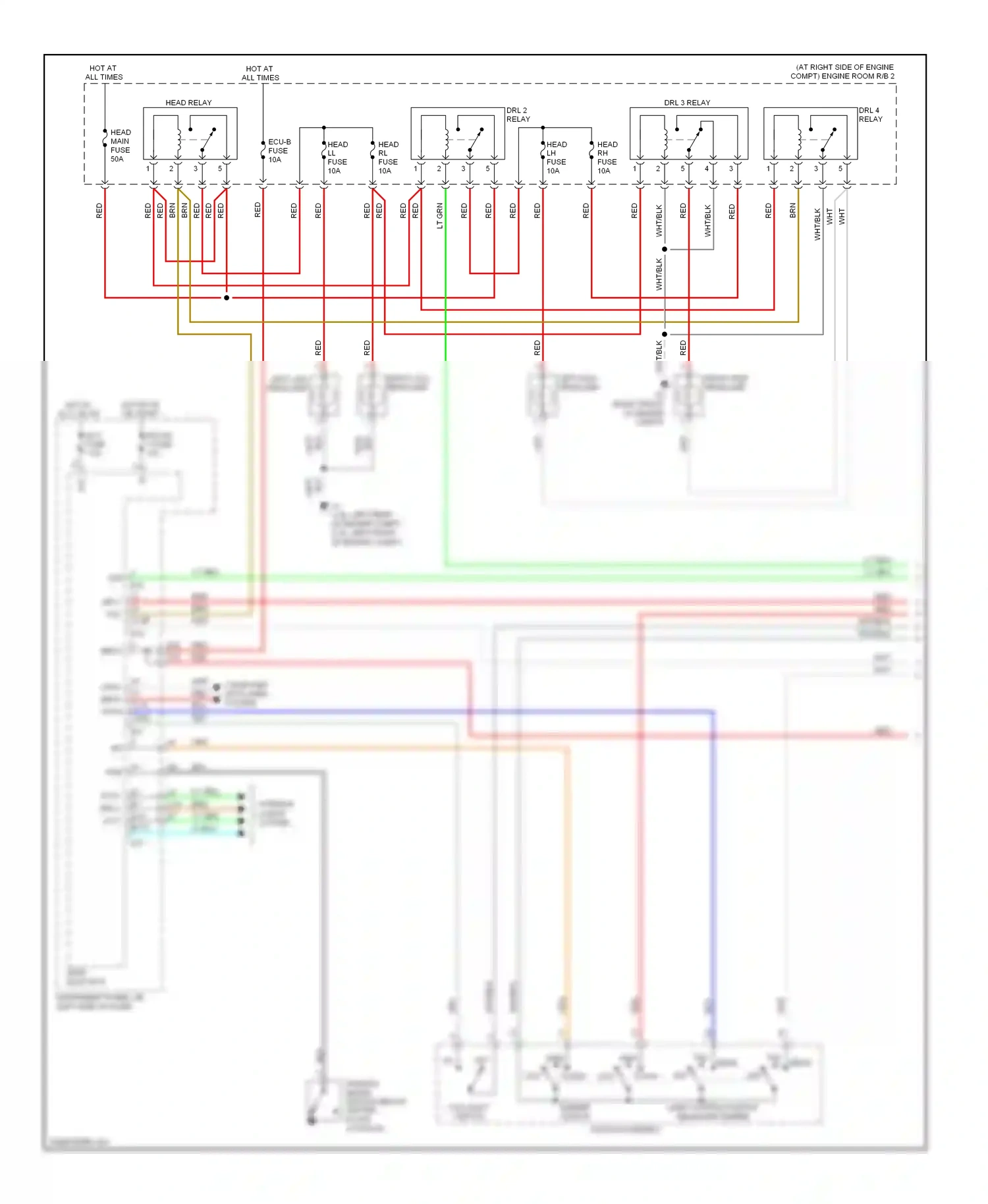 Toyota RAV4 III (2005-2010) light control switch headlamp dimmer switch assembly wiring diagram  (2 of 2)