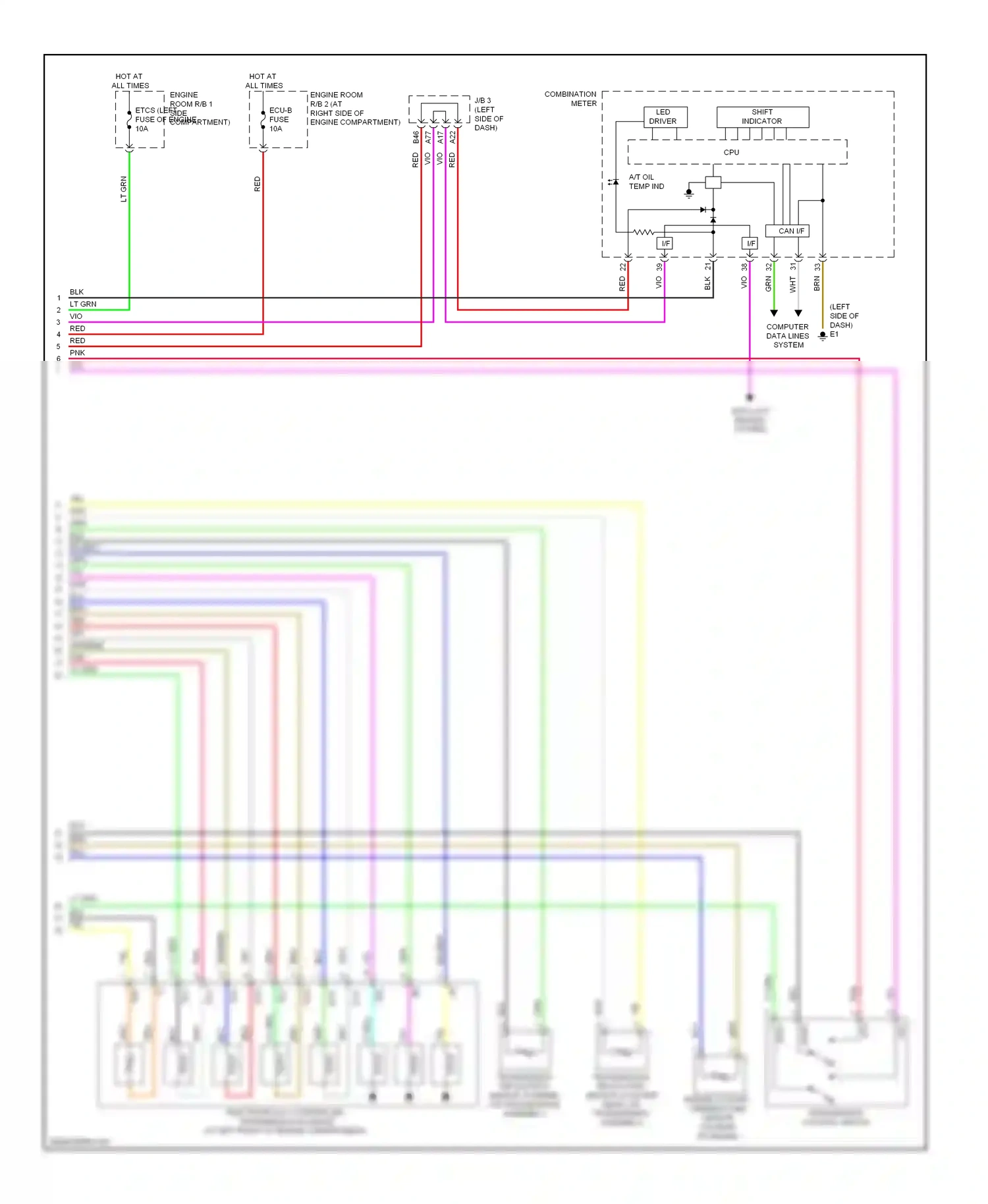 Toyota RAV4 III (2005-2010) shift indicator wiring diagram  (1 of 1)