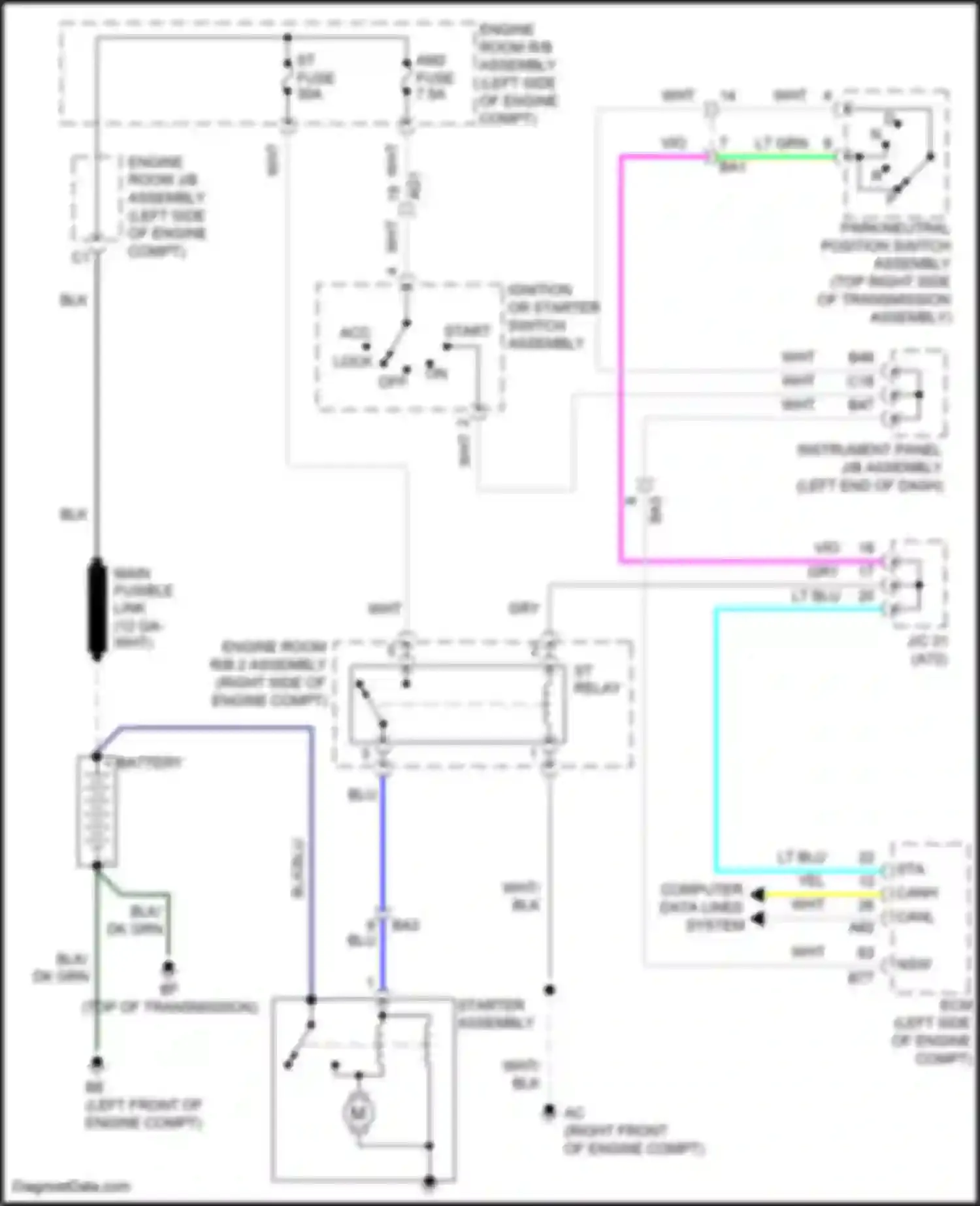 RAV4 Toyota IV facelift (2015-2019): Starting circuit, w/o smart key system