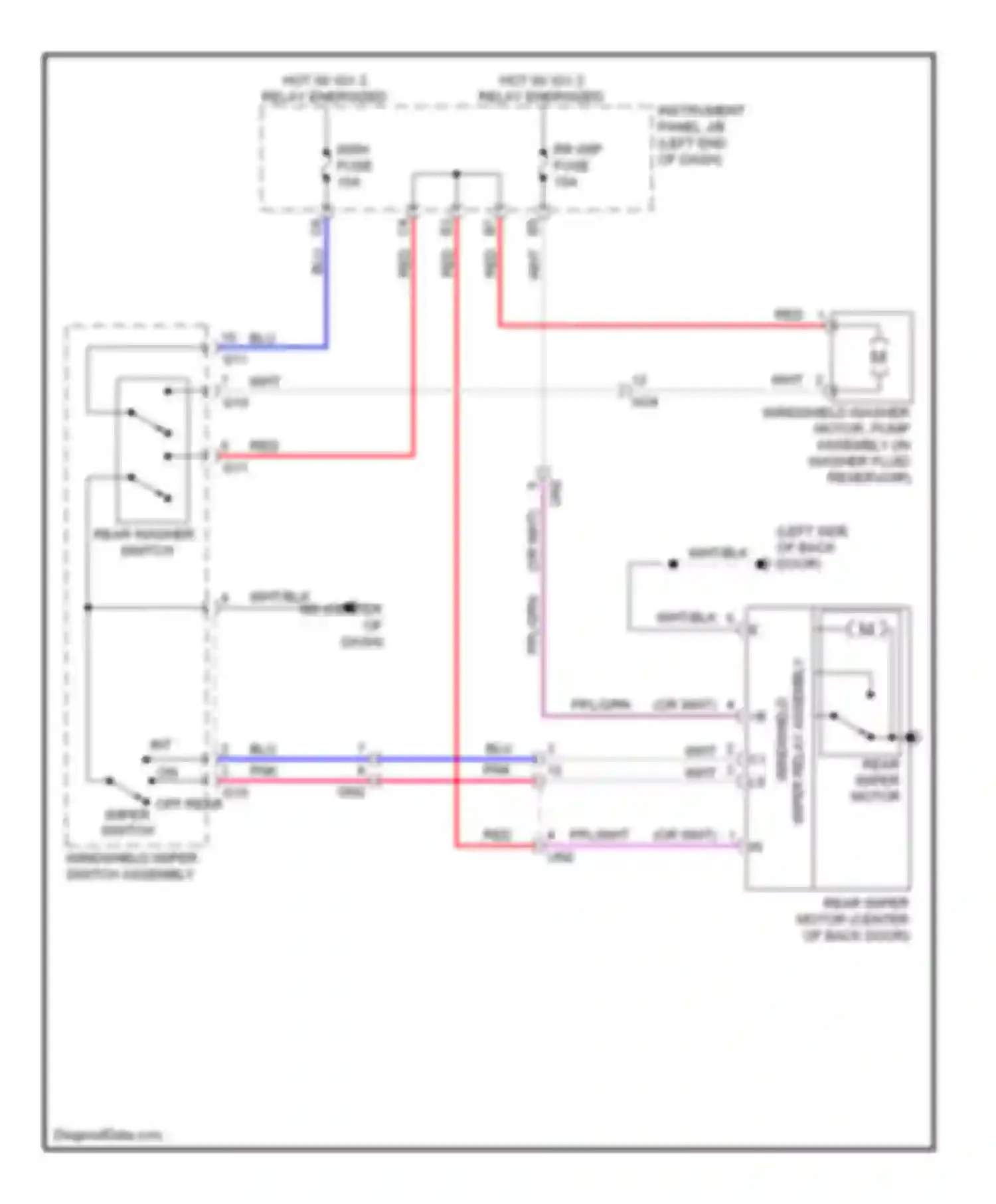 RAV4 Toyota IV (2012-2015): Rear wiper/washer circuit, except ev