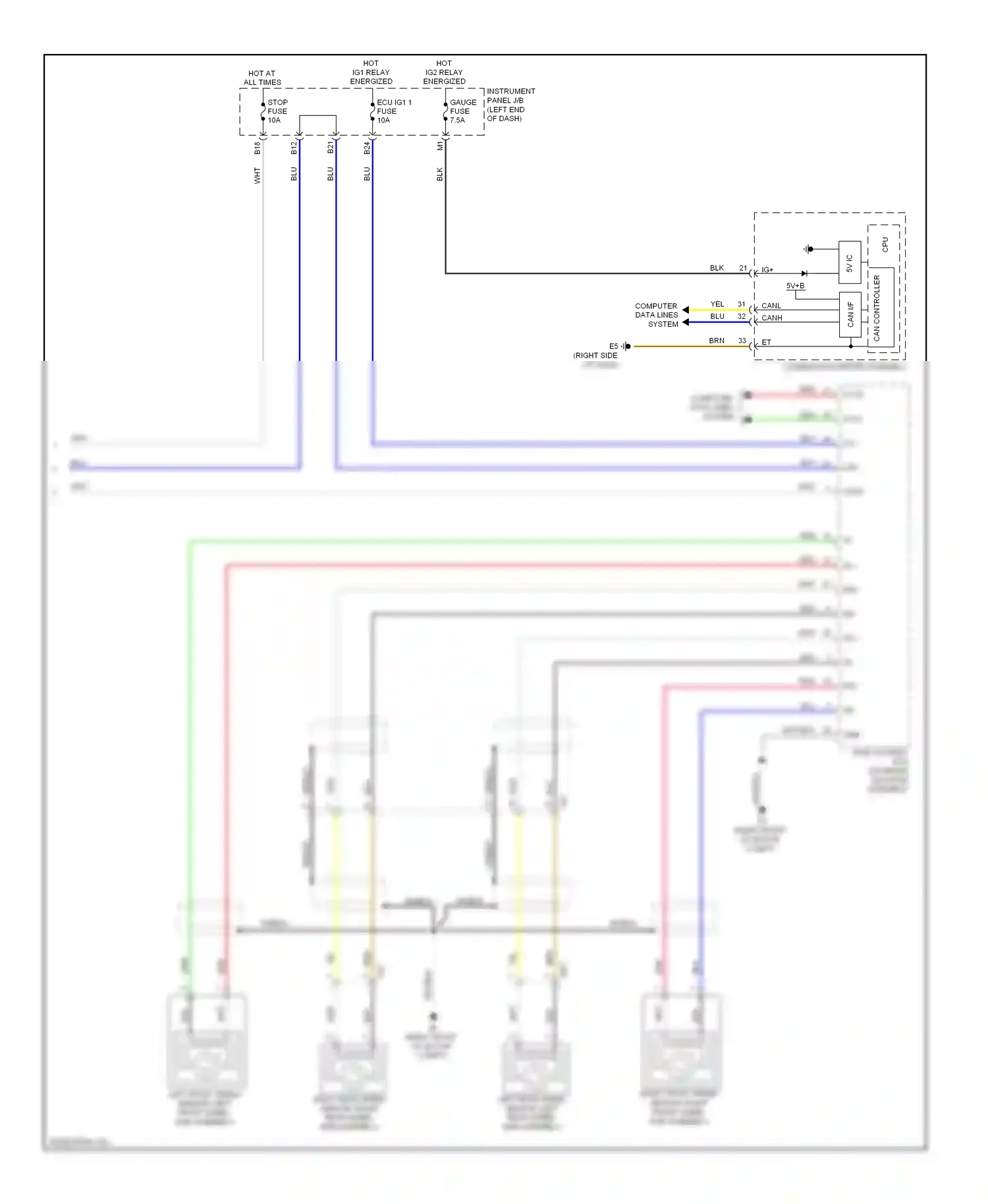 Toyota RAV4 IV (2012-2015) computer data lines wiring diagram  (1 of 5)