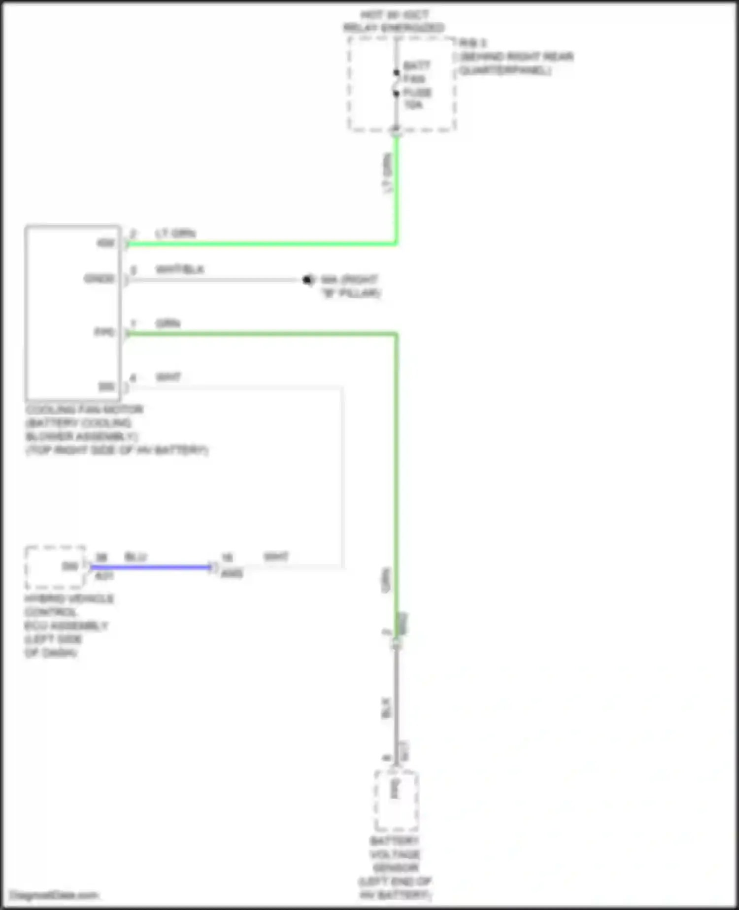 RAV4 Toyota V (2018-2024): Battery cooling fan circuit