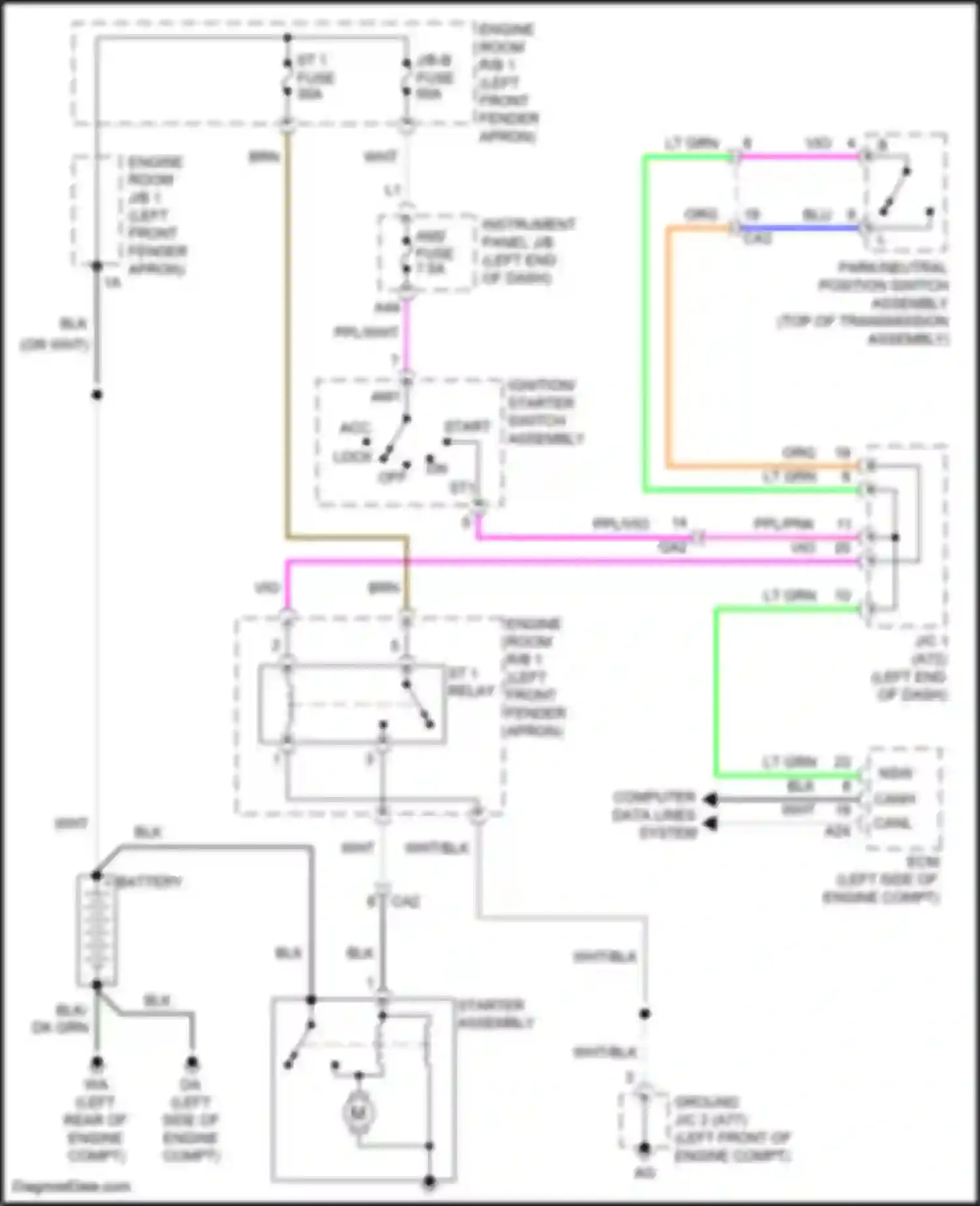 RAV4 Toyota V (2018-2024): Starting circuit, w/o smart key system