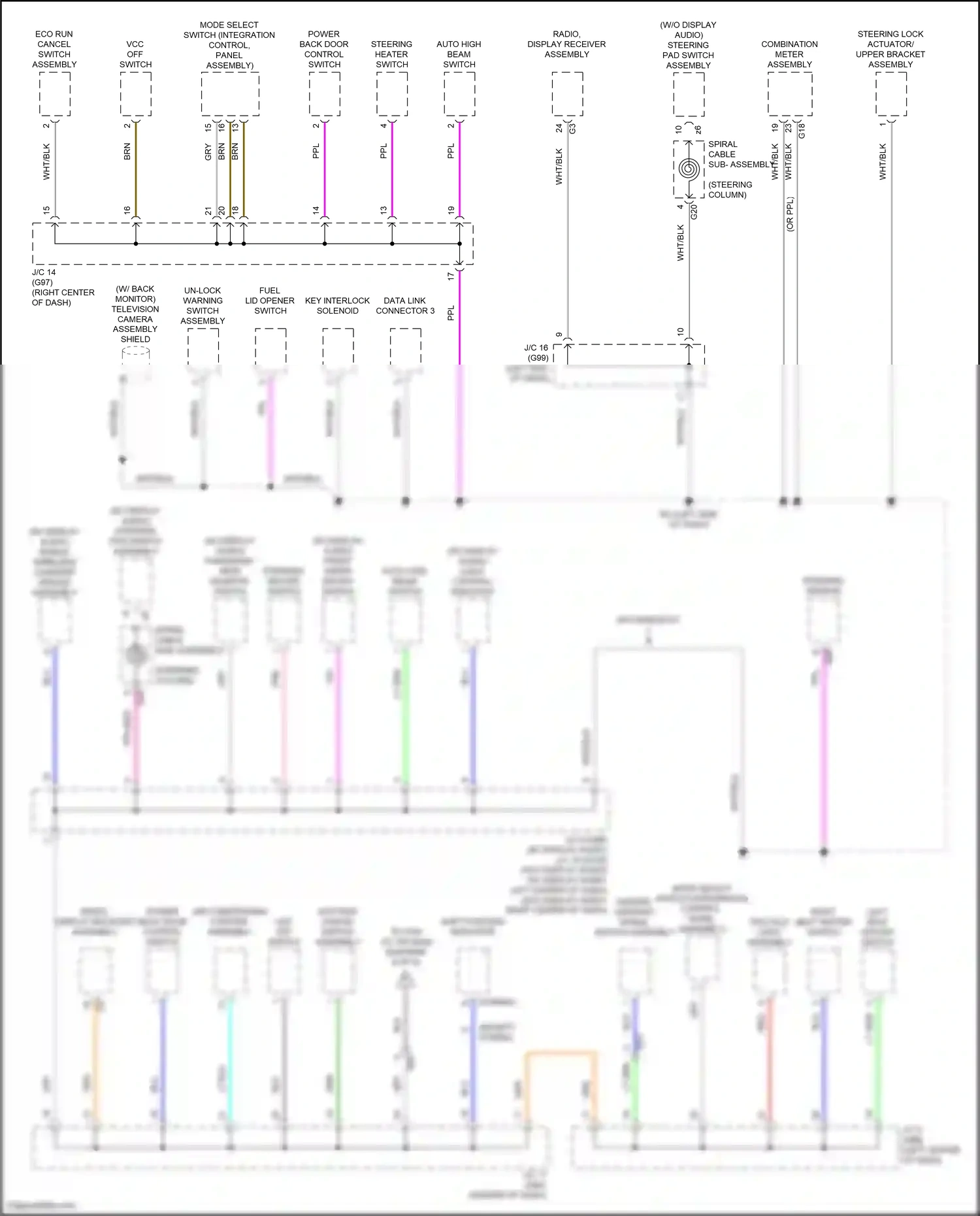 Toyota RAV4 V (2018-2024) mode select switch (integration control, panel assembly) wiring diagram  (9 of 17)