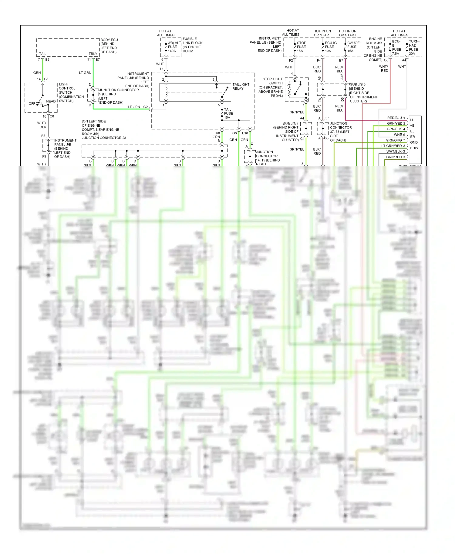 Toyota Sequoia I facelift (2004-2007) hazard switch (integration control, panel) wiring diagram  (1 of 1)