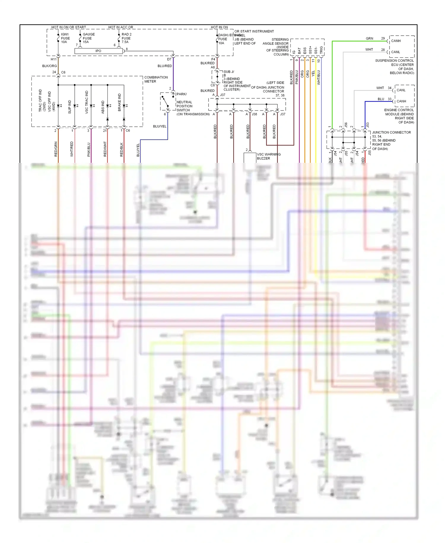Toyota Sequoia I facelift (2004-2007) integration control, panel wiring diagram  (1 of 1)