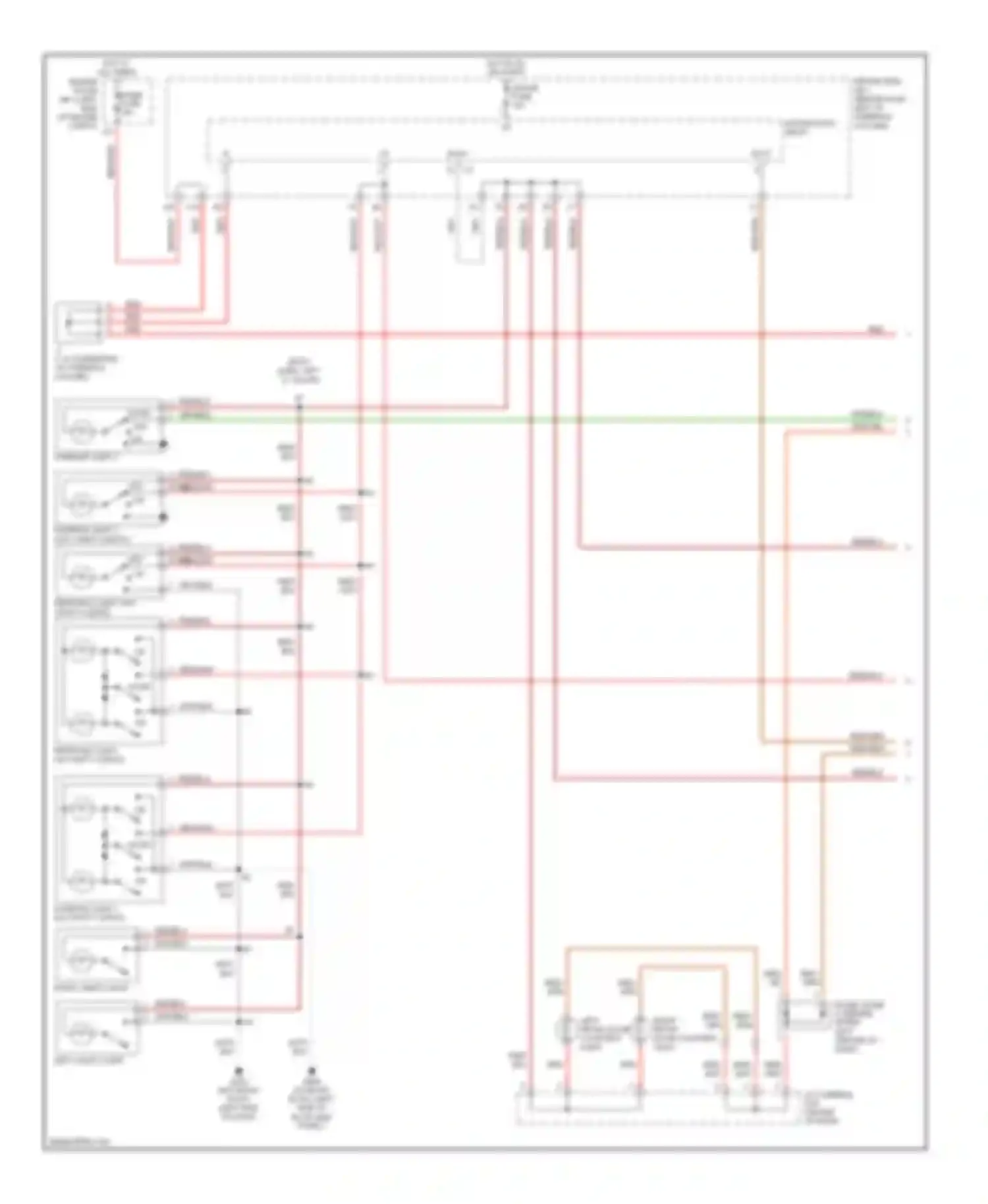 Sienna Toyota I (1997-2003): Courtesy lamps circuit, with door locks (1 of 2)