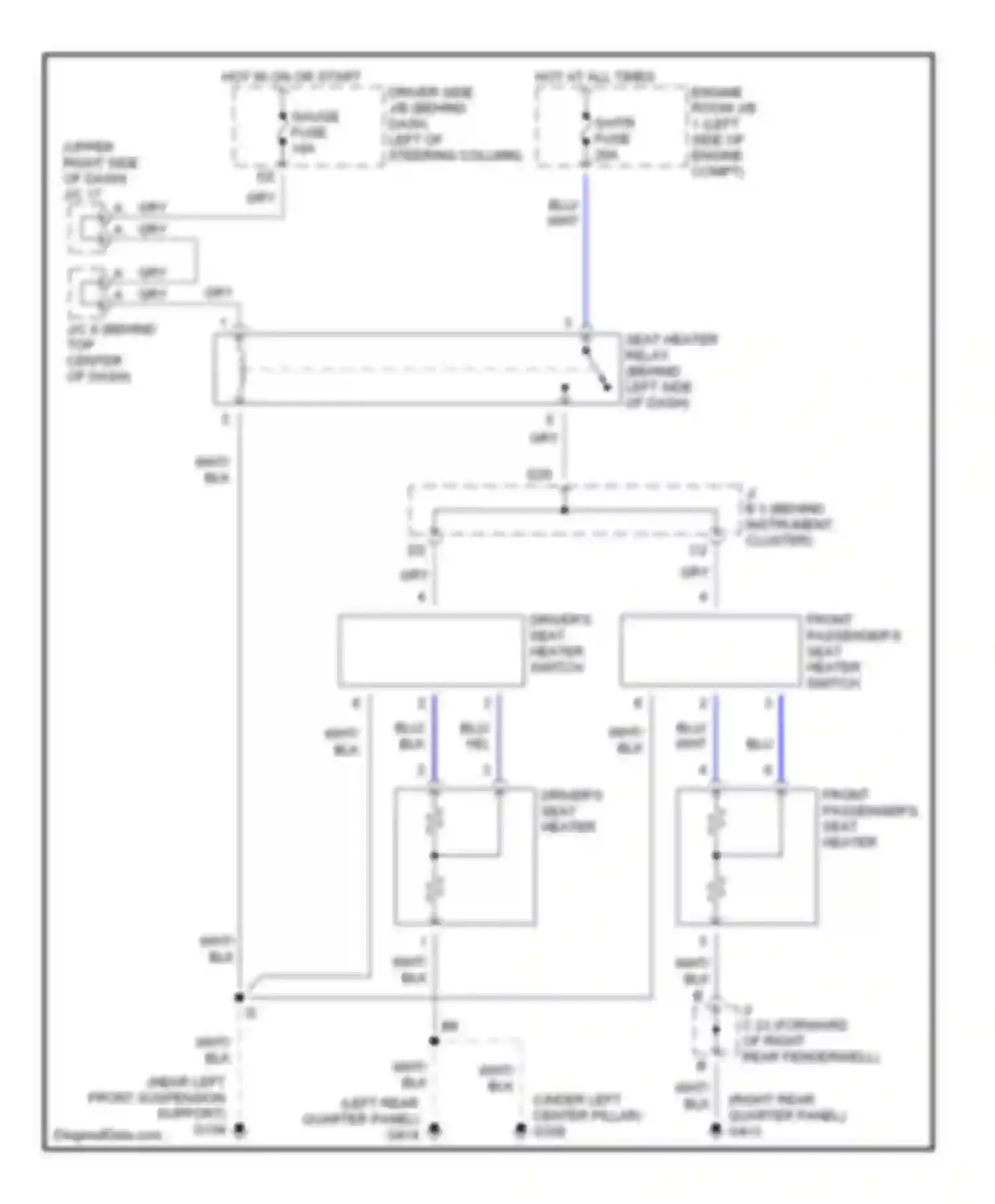 Sienna Toyota I (1997-2003): Heated seats circuit