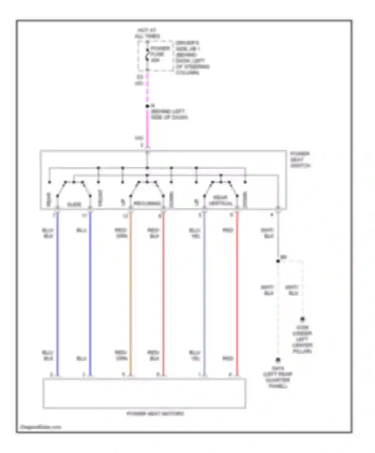 Sienna Toyota I (1997-2003): Power seat circuit