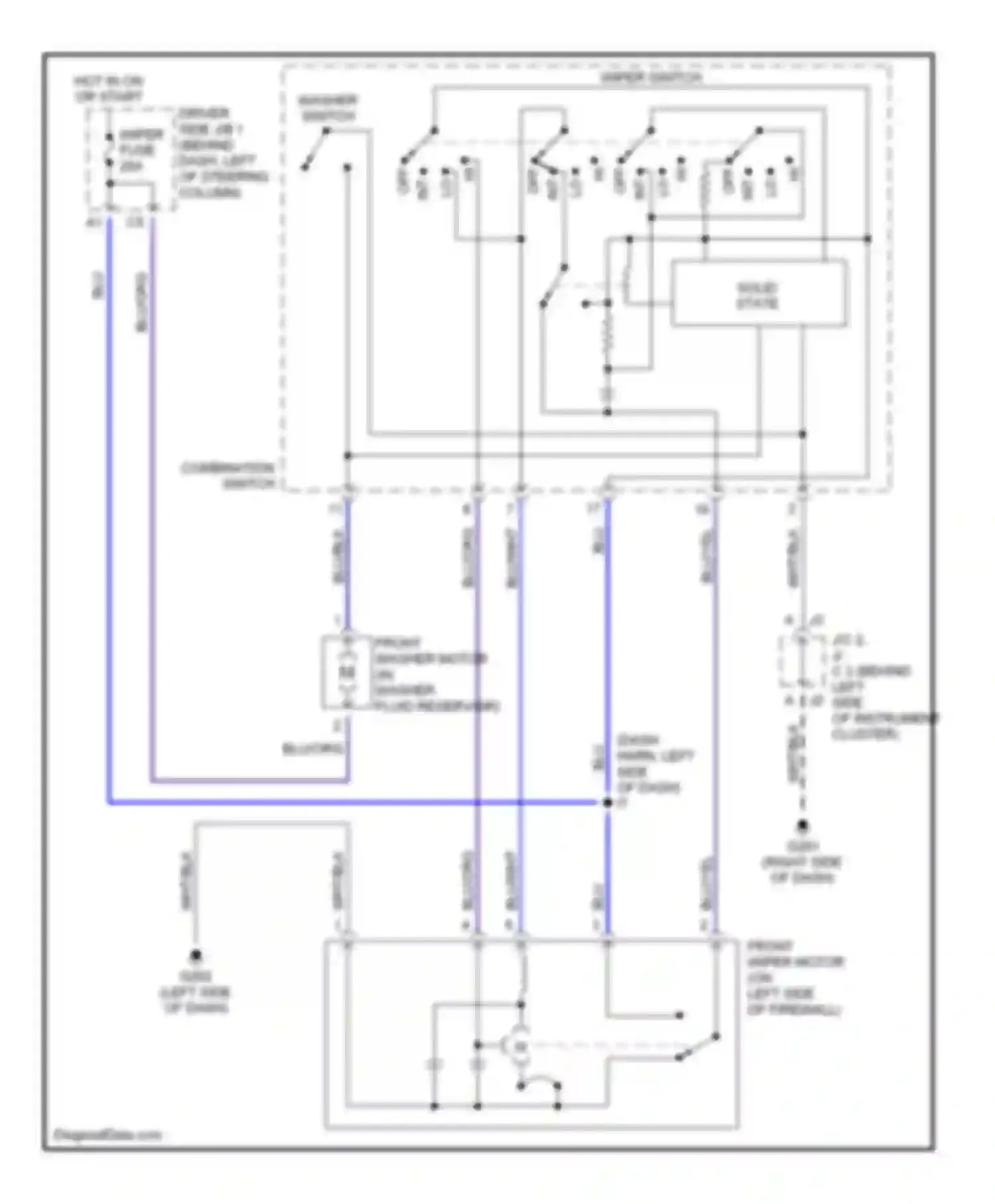 Sienna Toyota I (1997-2003): Front wiper/washer circuit