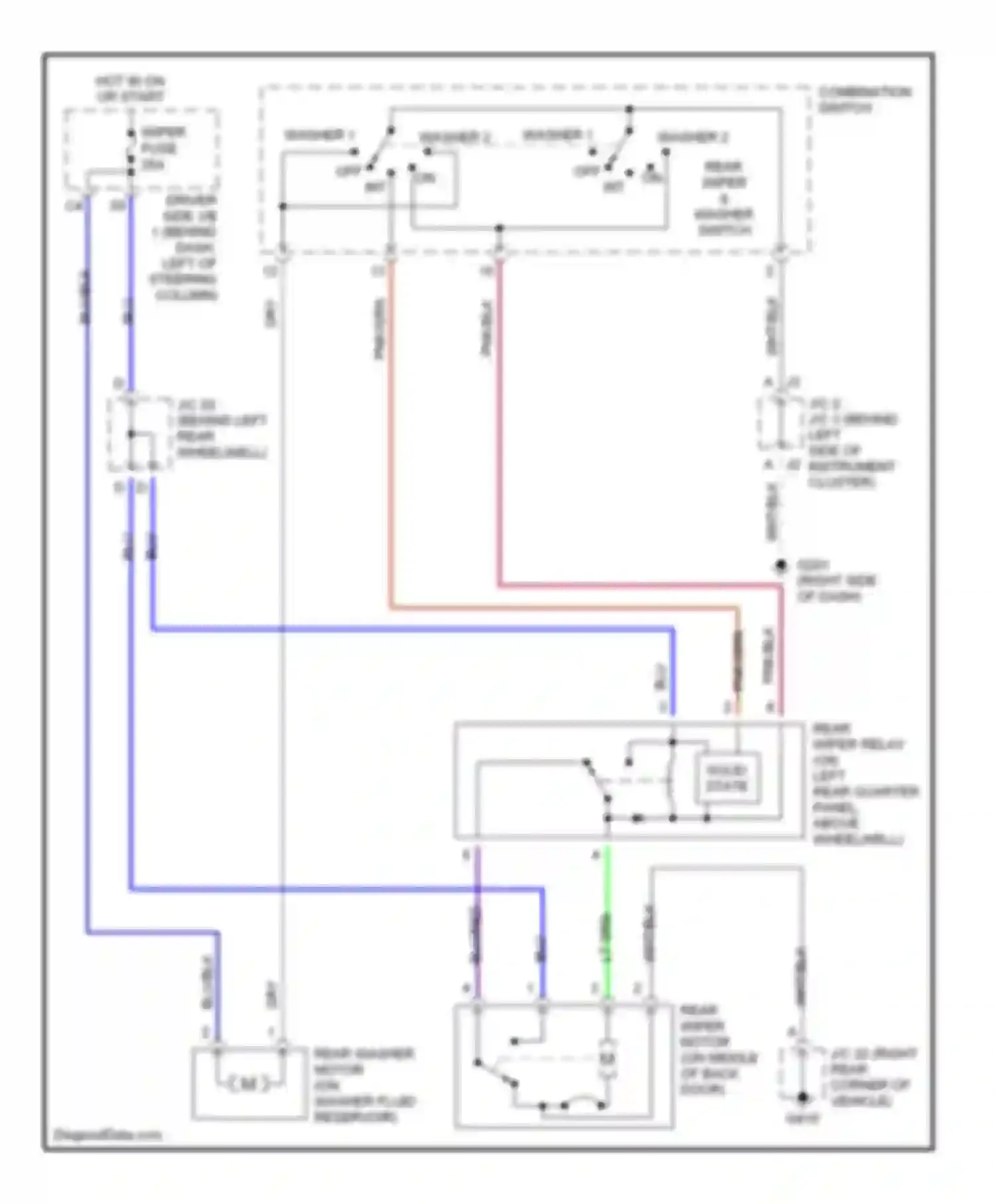 Sienna Toyota I (1997-2003): Rear wiper/washer circuit