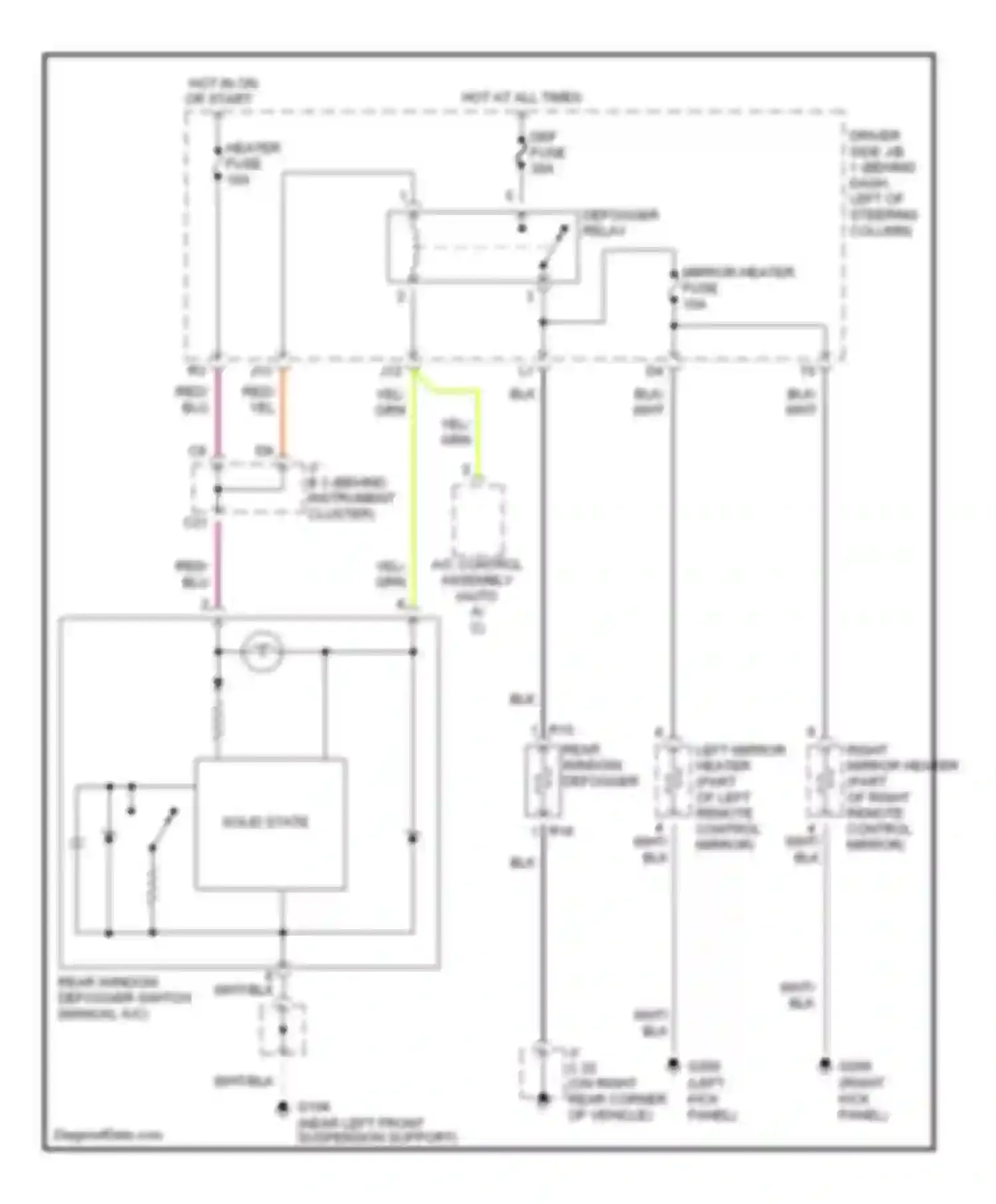 Wiring diagram defogger relay for Toyota Sienna I (1997-2003) (1 of 2)