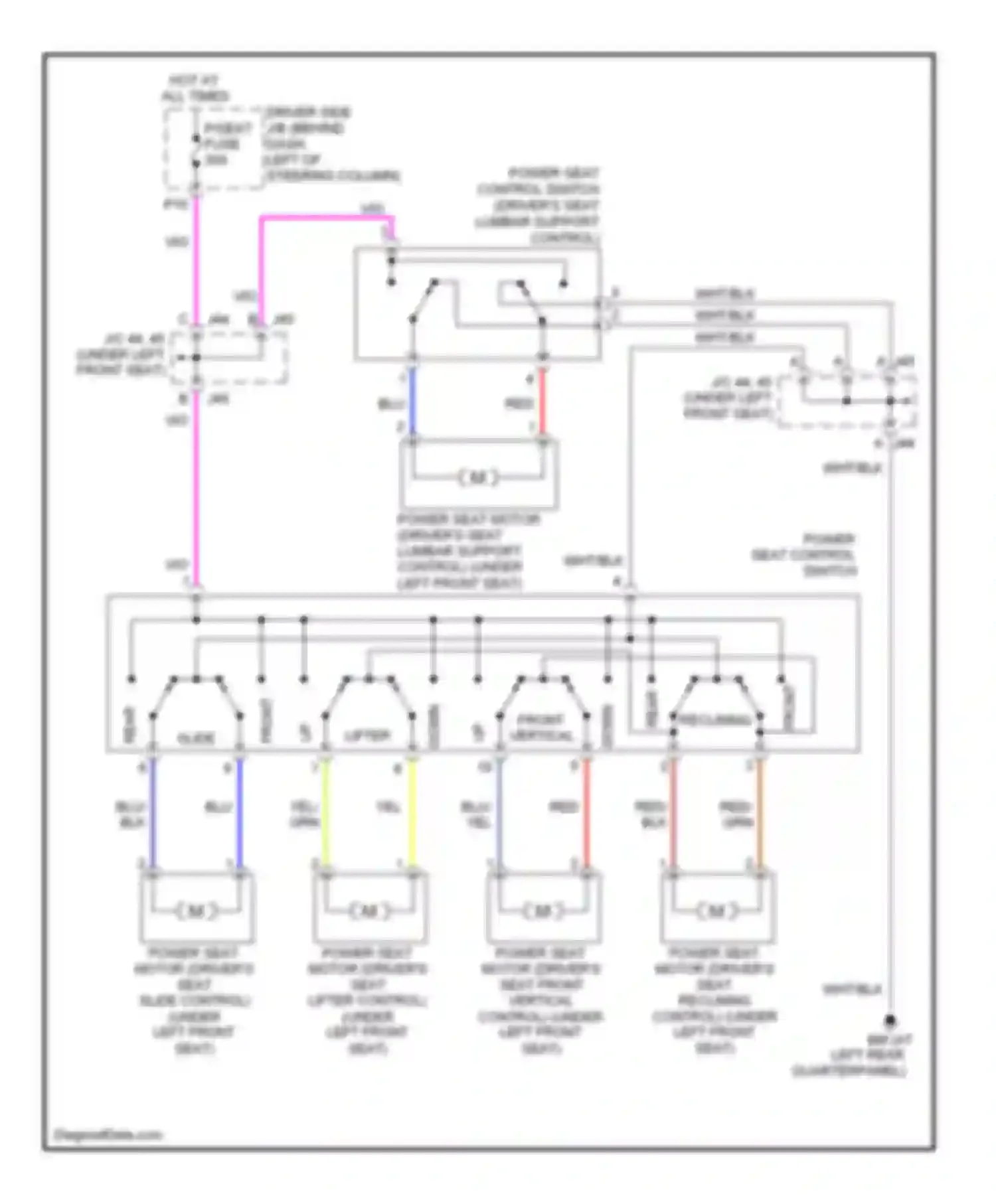 Sienna Toyota II facelift (2005-2010): Driver power seat circuit