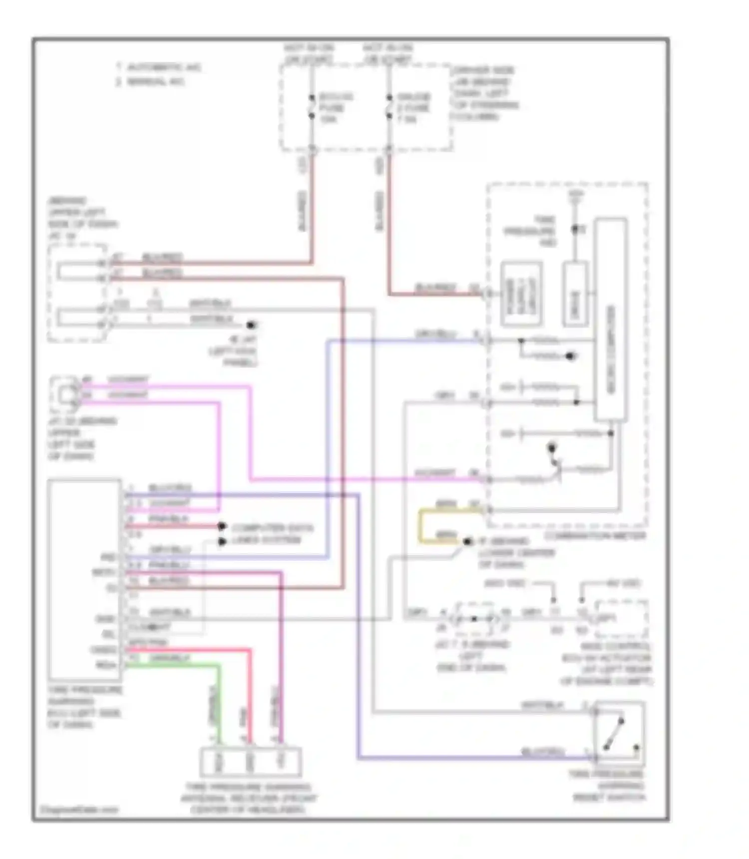 Sienna Toyota II facelift (2005-2010): Tire pressure monitoring circuit