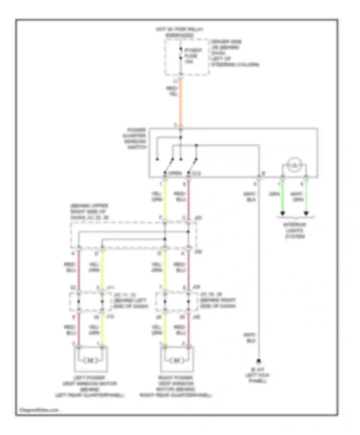 Sienna Toyota II (2003-2005): Rear quarter windows circuit