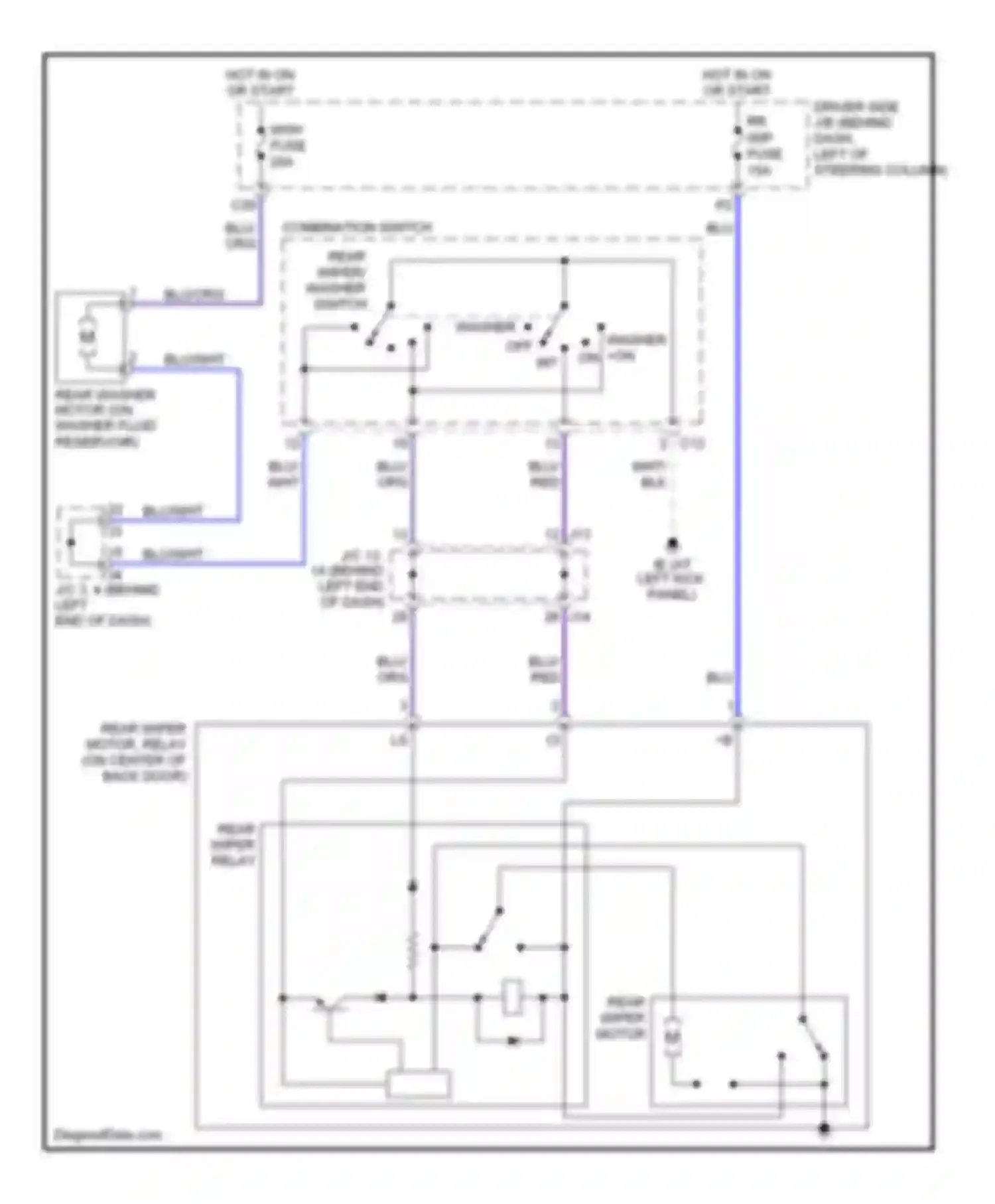 Sienna Toyota II (2003-2005): Rear wiper/washer circuit