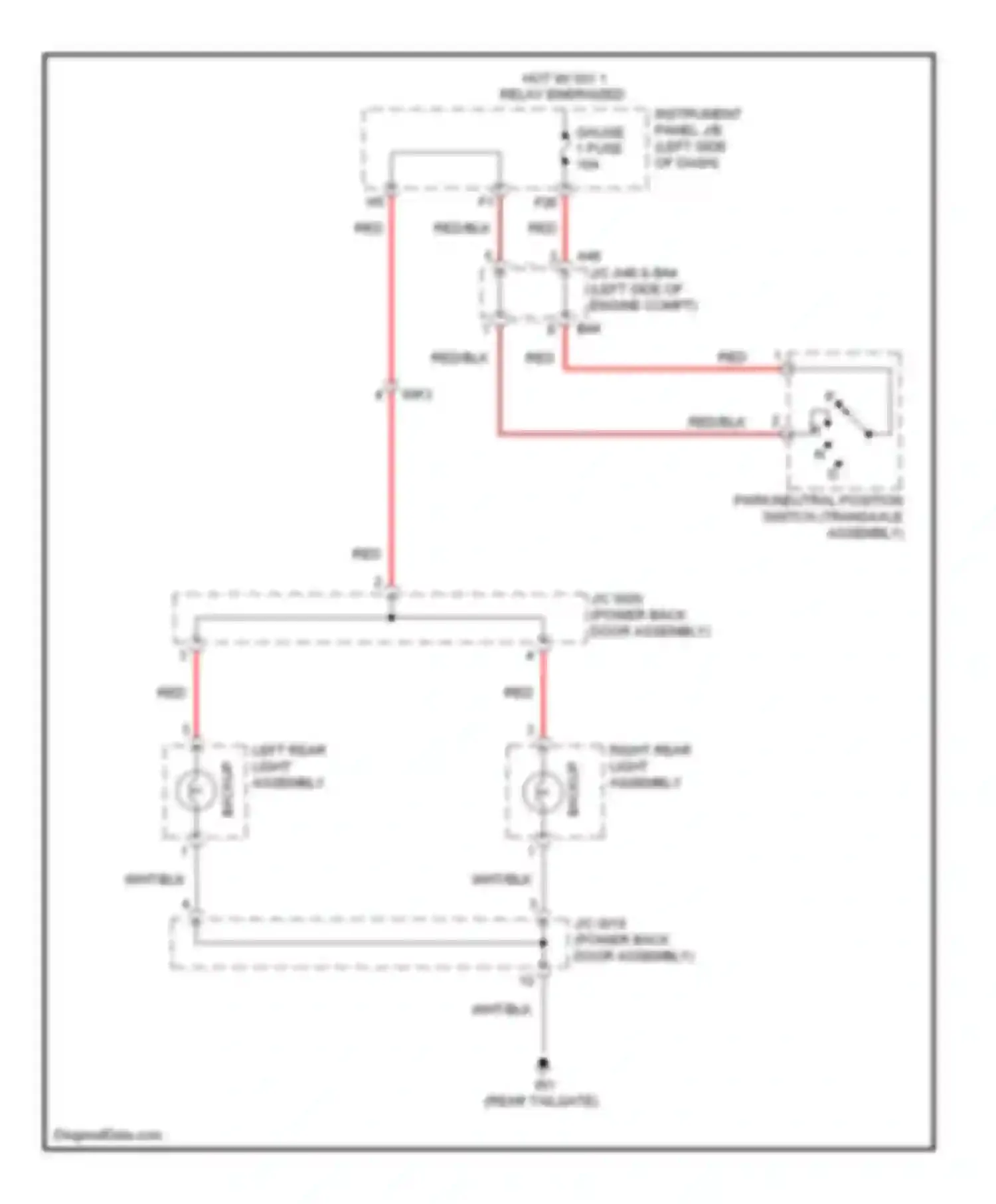 Sienna Toyota III (2010-2014): Backup lamps circuit