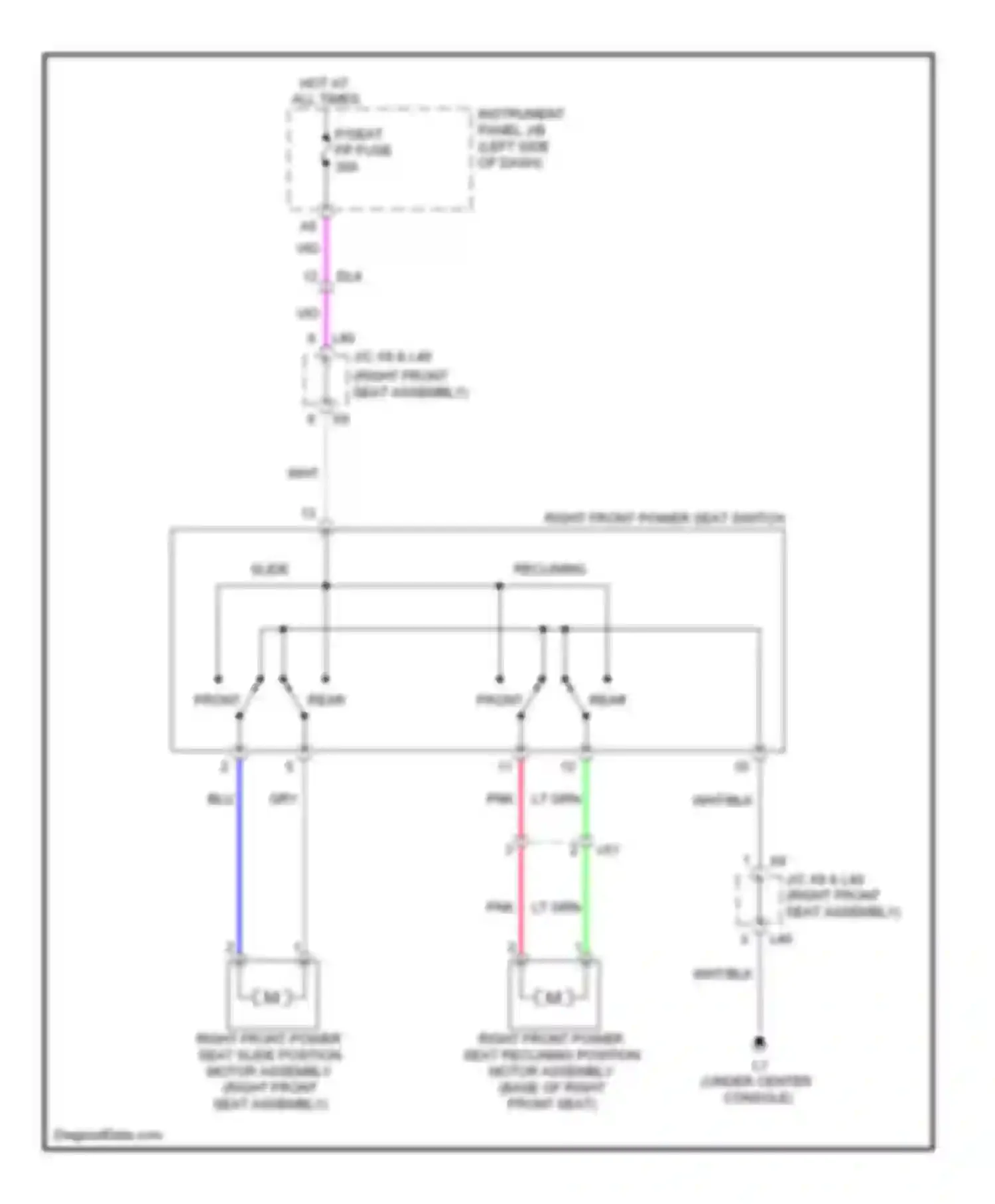 Sienna Toyota III (2010-2014): Passenger power seat circuit