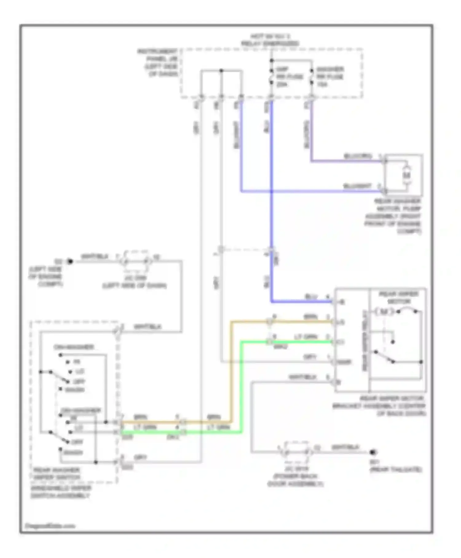 Sienna Toyota III (2010-2014): Rear wiper/washer circuit