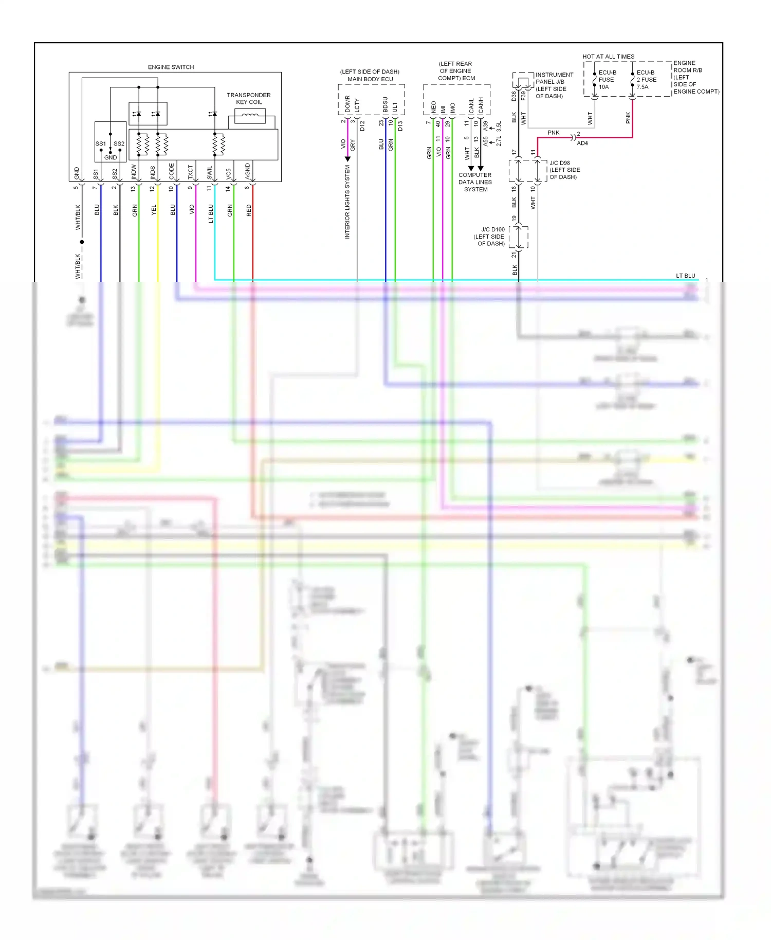 Toyota Sienna III (2010-2014) code wiring diagram  (1 of 2)