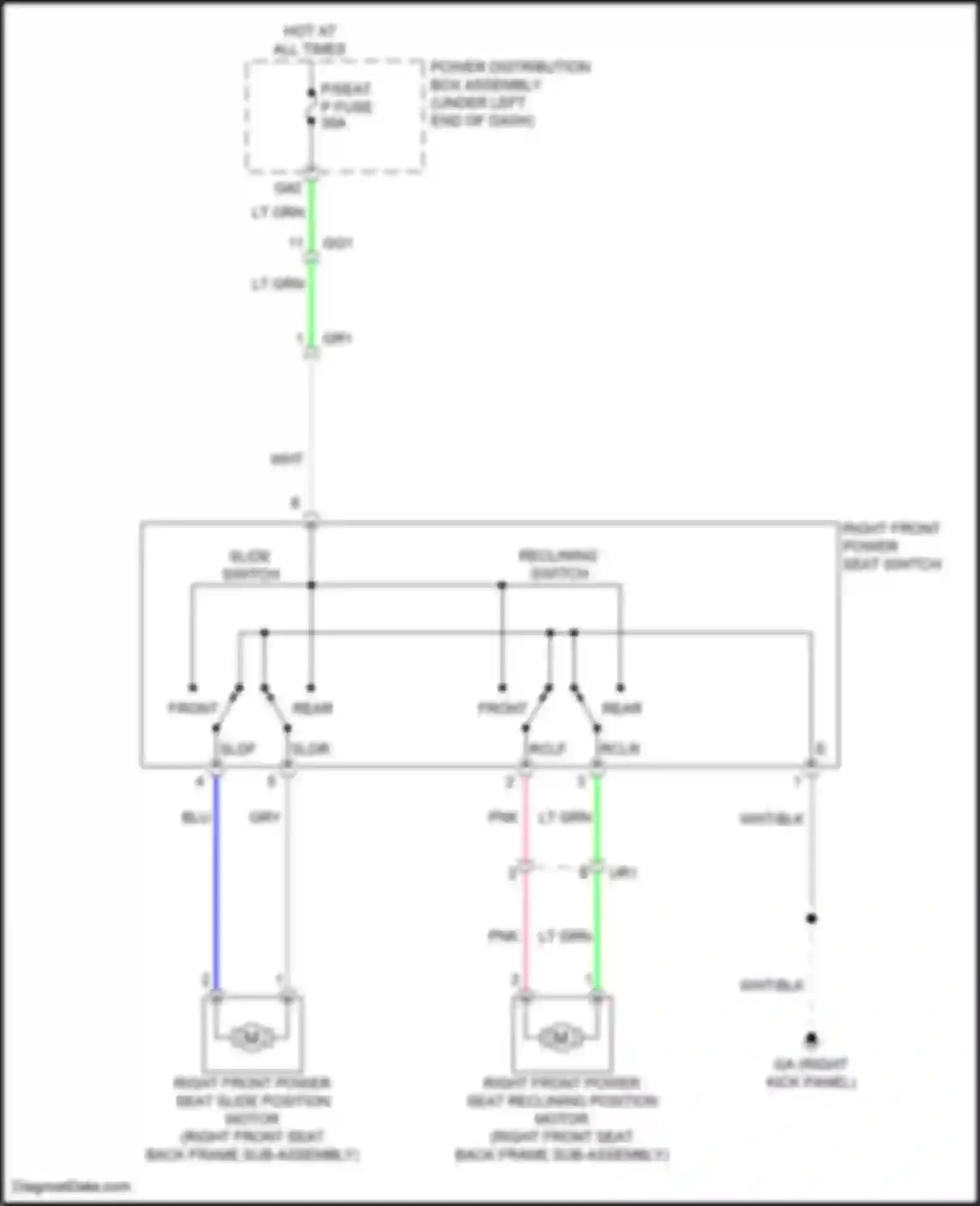 Sienna Toyota IV (2020-2024): Passenger power seat circuit