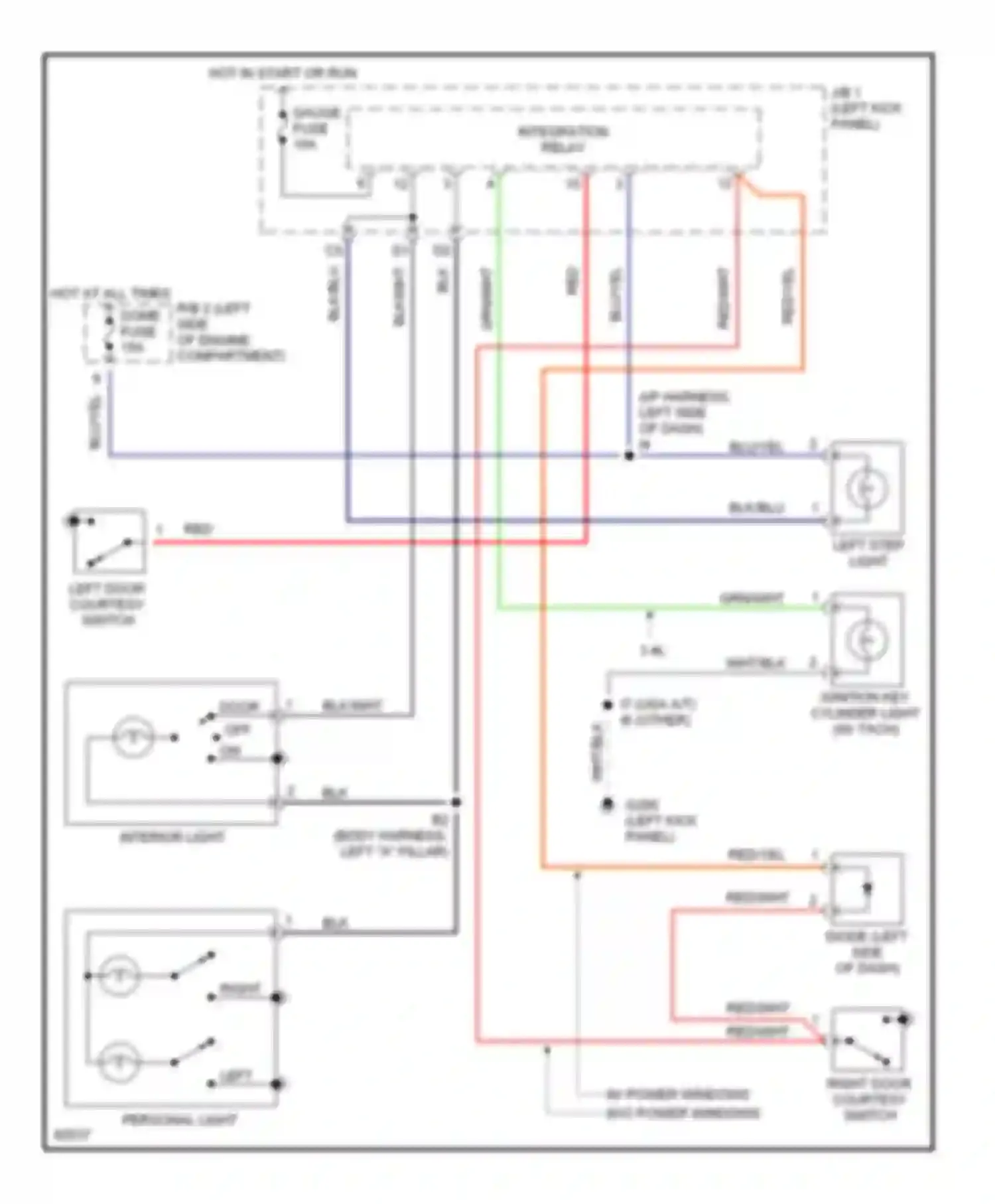 T100 Toyota I (1992-1998): Courtesy lamps circuit