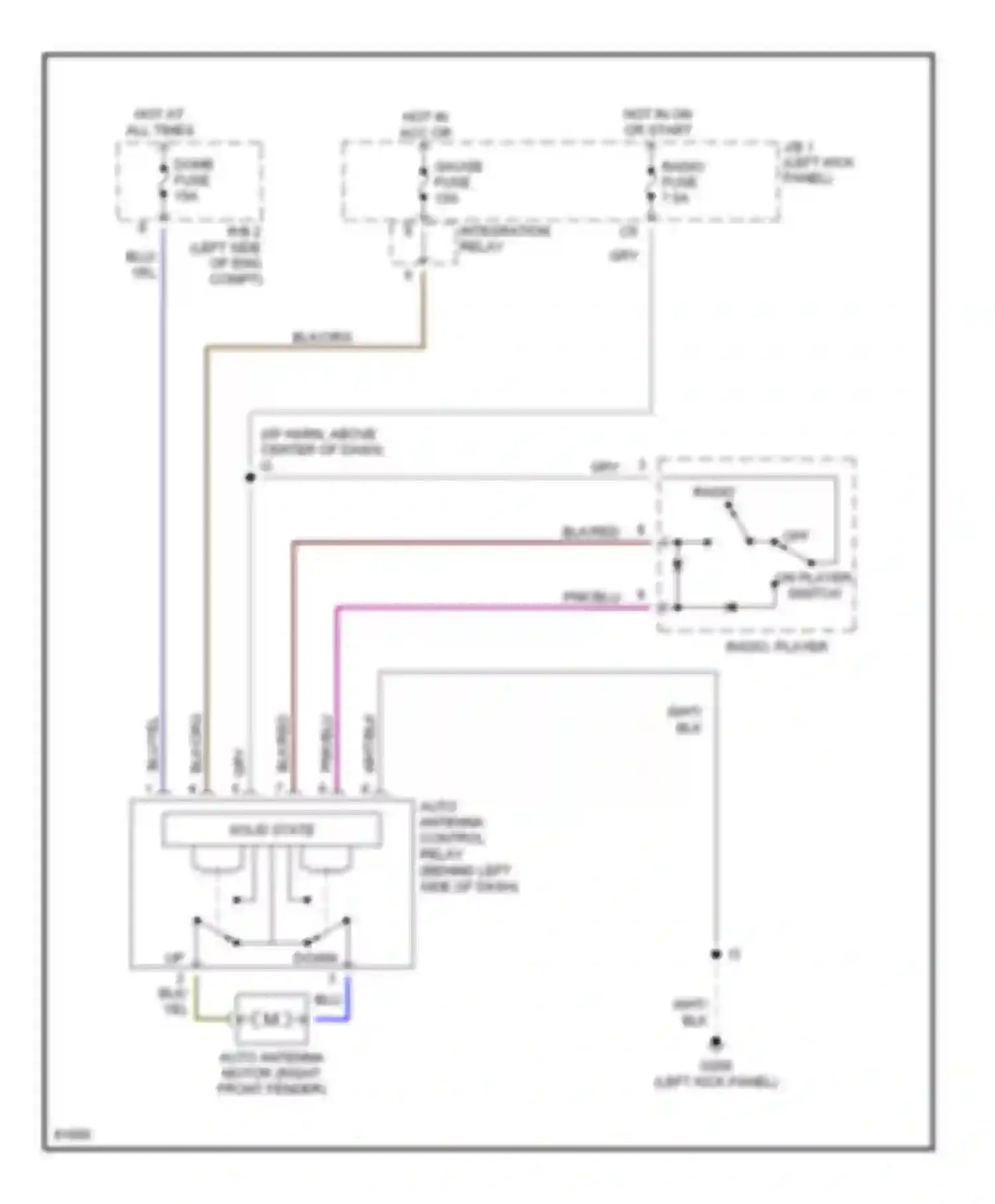 T100 Toyota I (1992-1998): Power antenna circuit