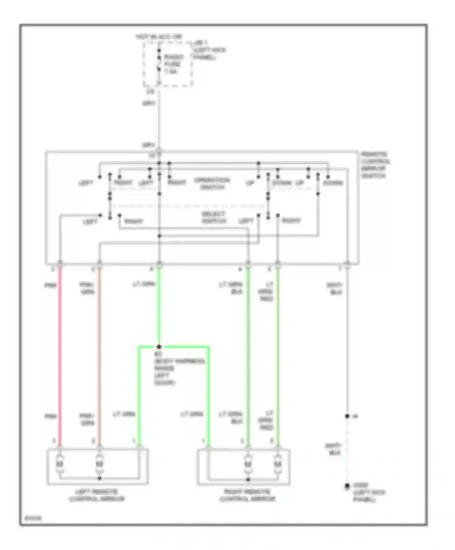 T100 Toyota I (1992-1998): Power mirror circuit