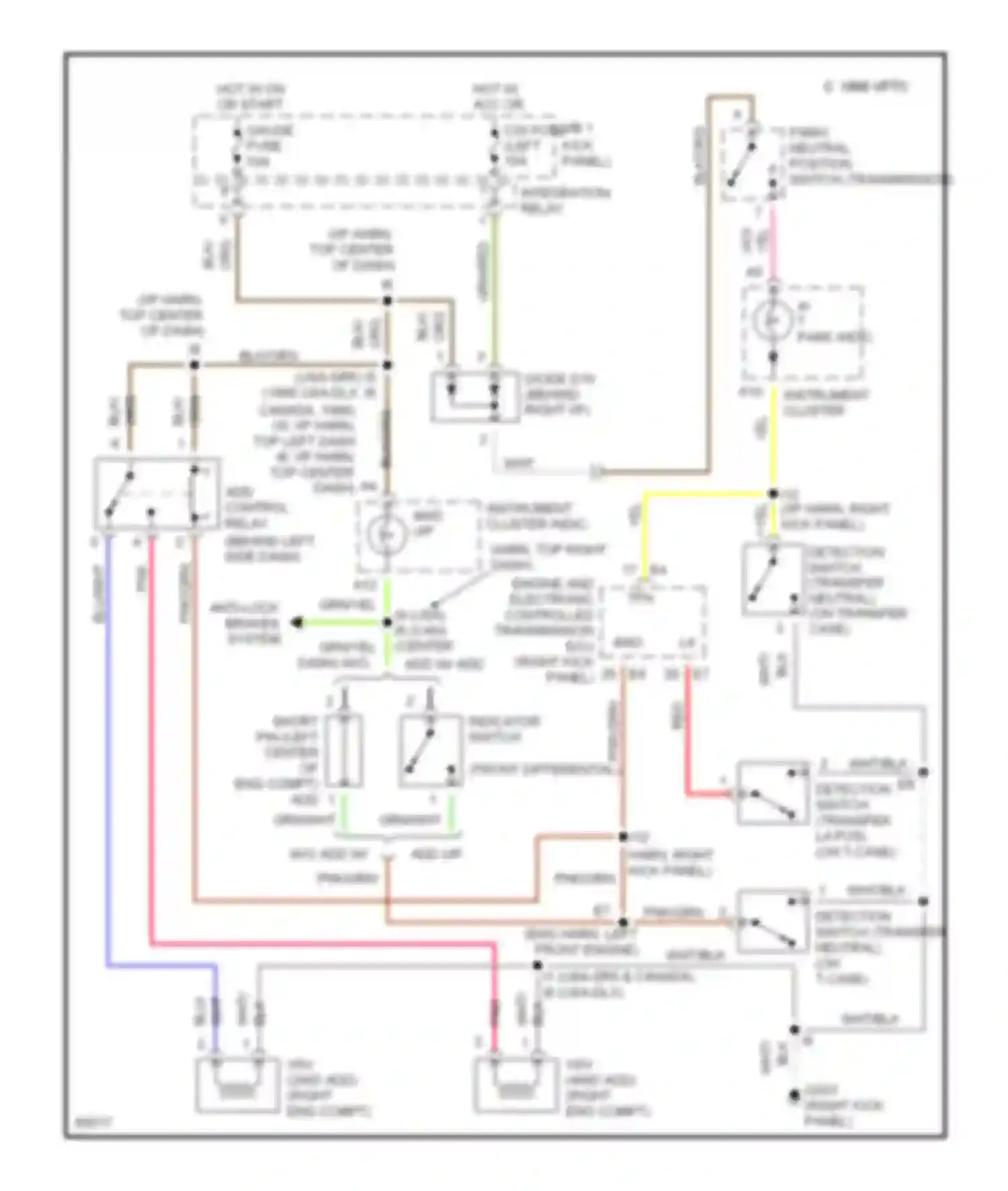 T100 Toyota I (1992-1998): Transfer case circuit, a/t