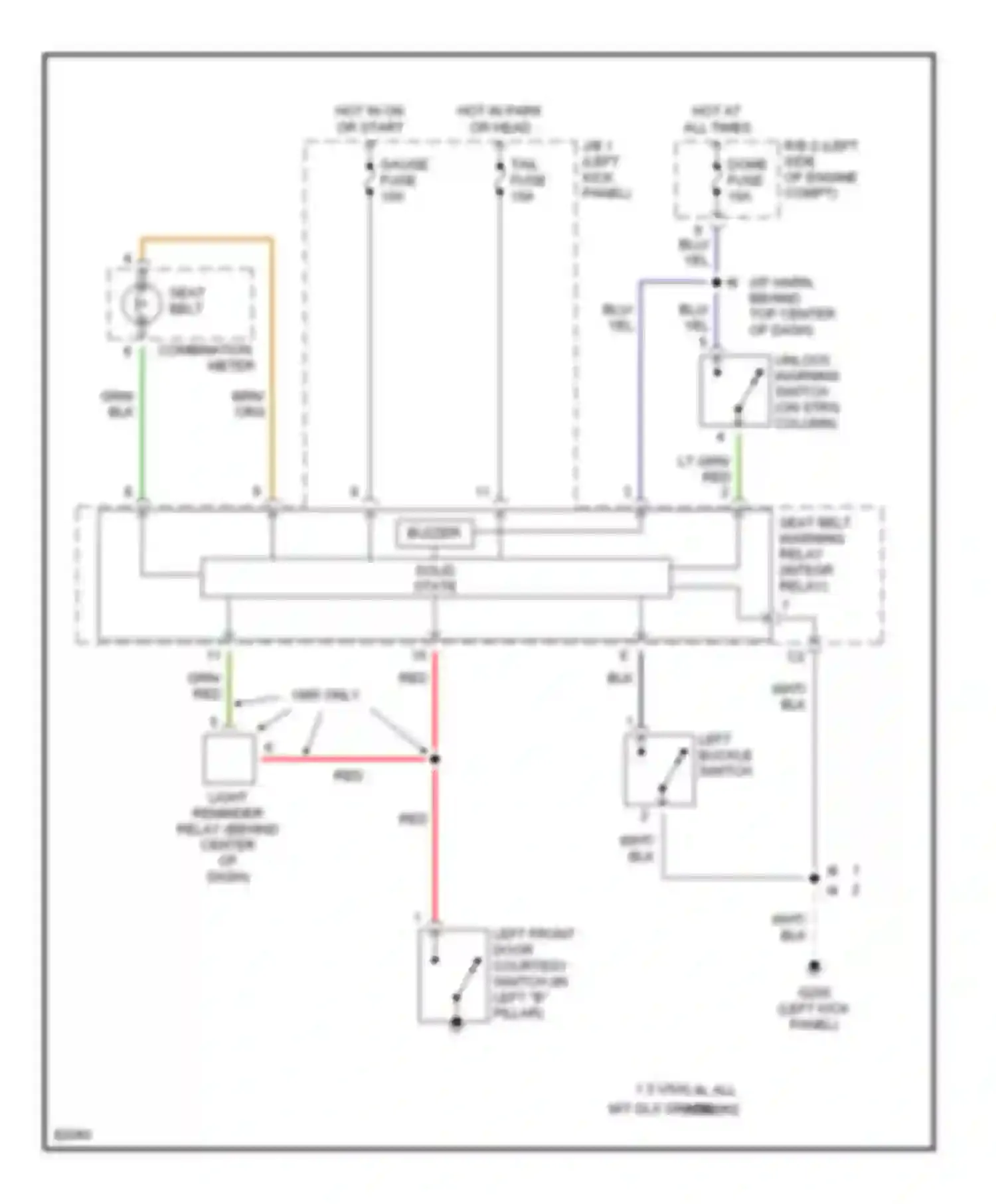 T100 Toyota I (1992-1998): Warning system circuits