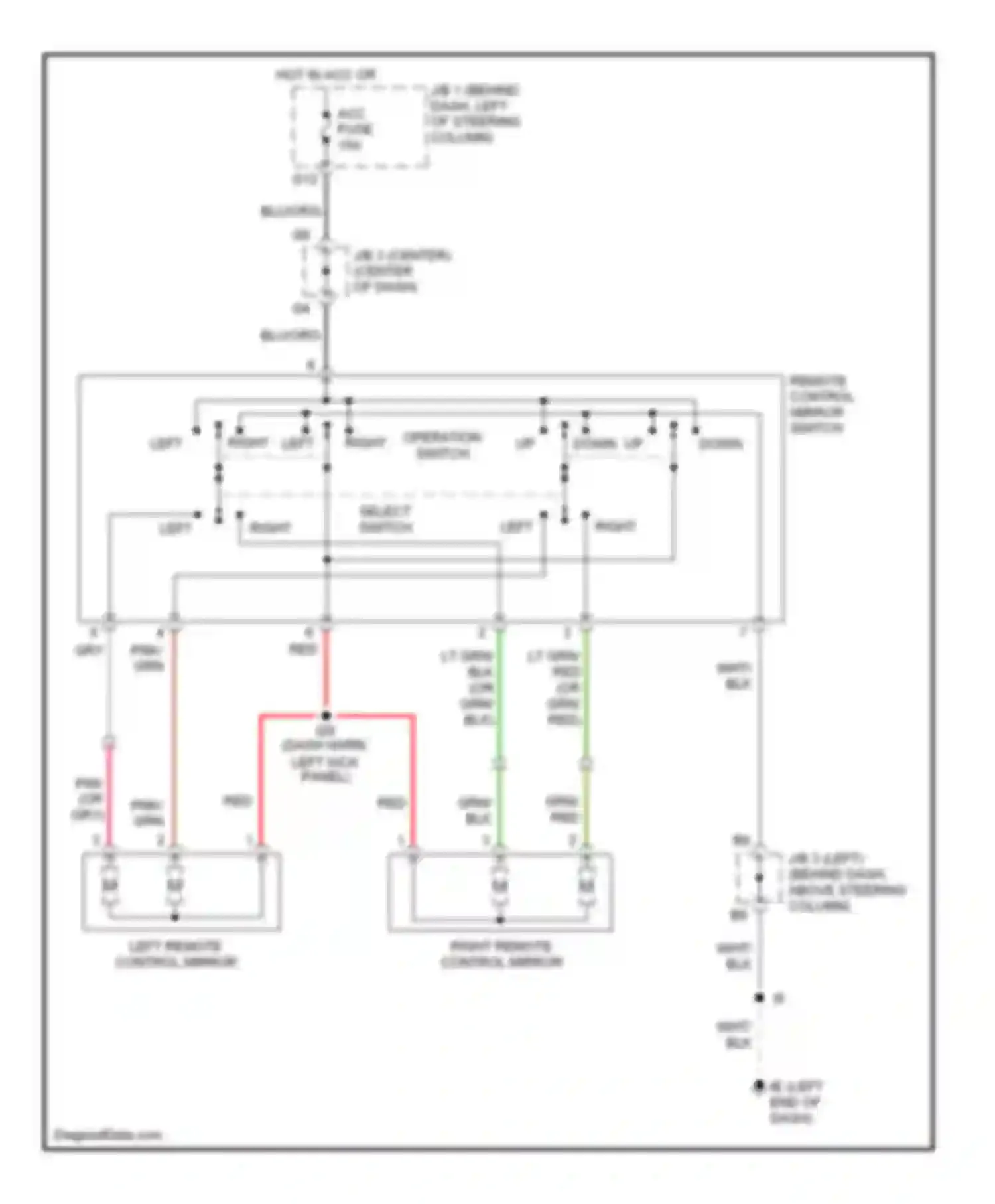 Tacoma Toyota I facelift (2000-2004): Power mirror circuit
