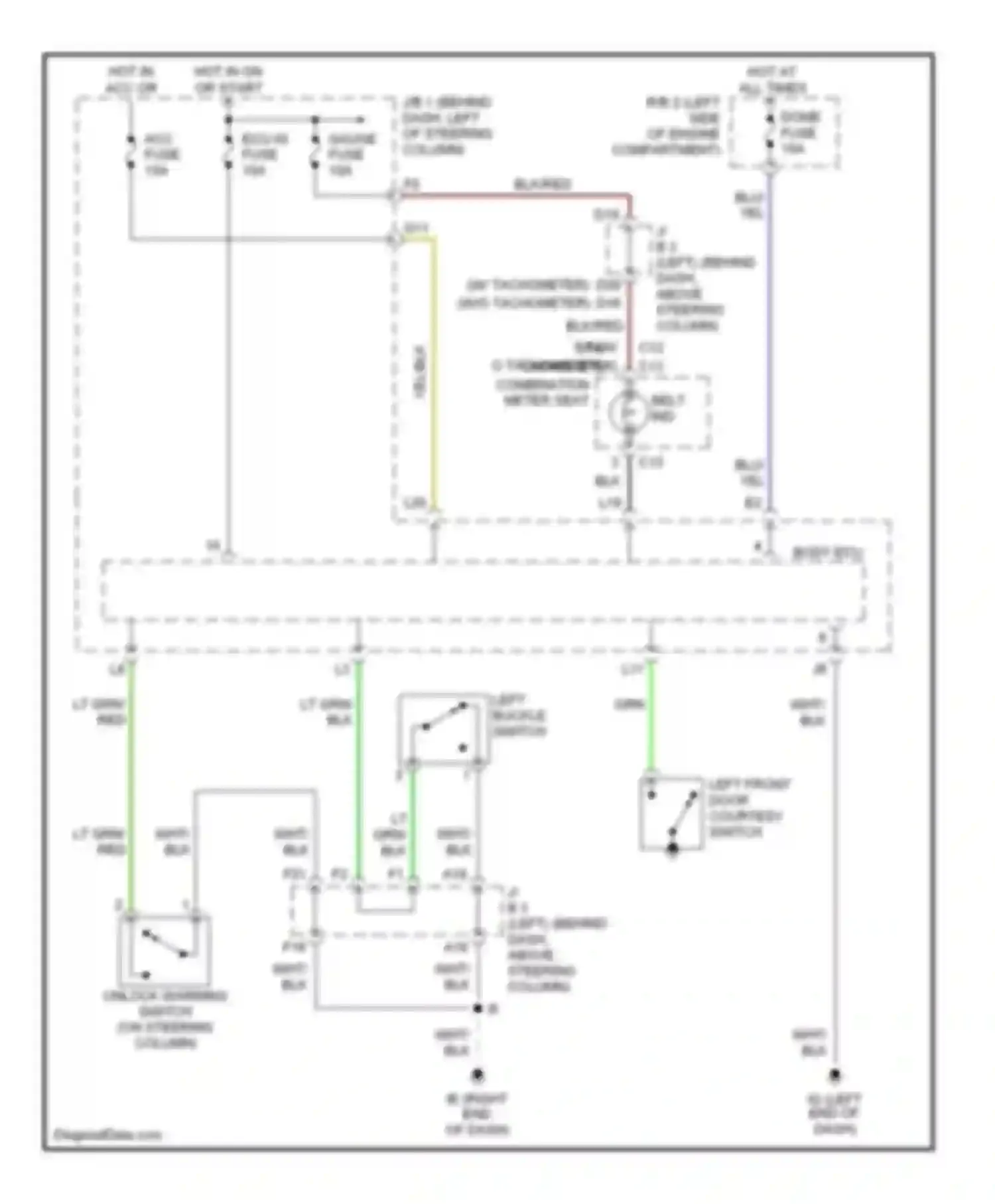 Tacoma Toyota I facelift (2000-2004): Warning system circuits