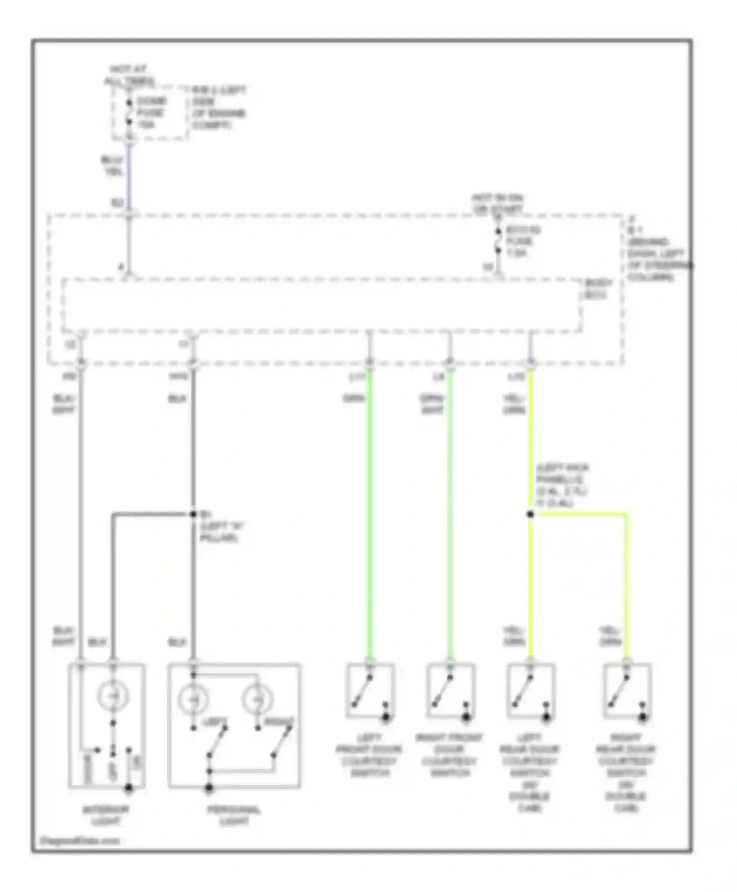 Wiring diagram hot in on or start for Toyota Tacoma I facelift (2000-2004) (11 of 37)