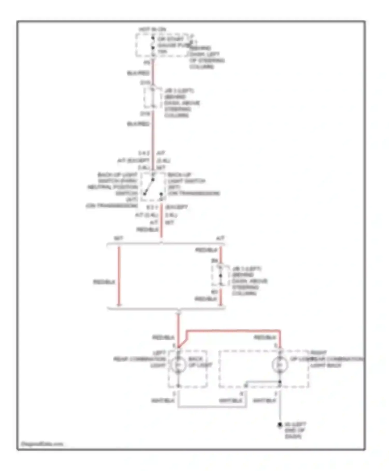 Wiring diagram left rear combination light back-up light for Toyota Tacoma I facelift (2000-2004) (1 of 1)