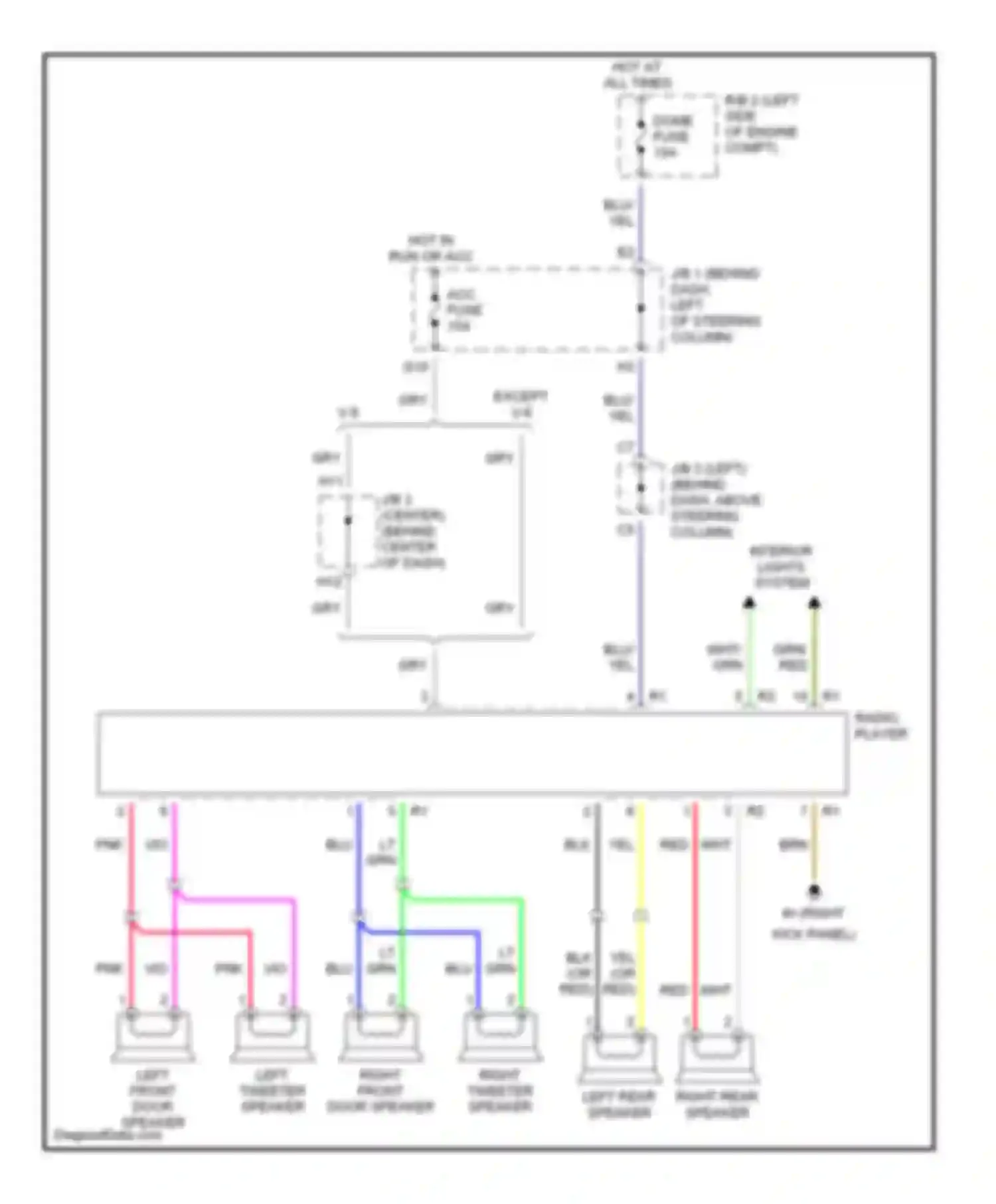 Wiring diagram right tweeter speaker right front door speaker for Toyota Tacoma I facelift (2000-2004) (1 of 1)