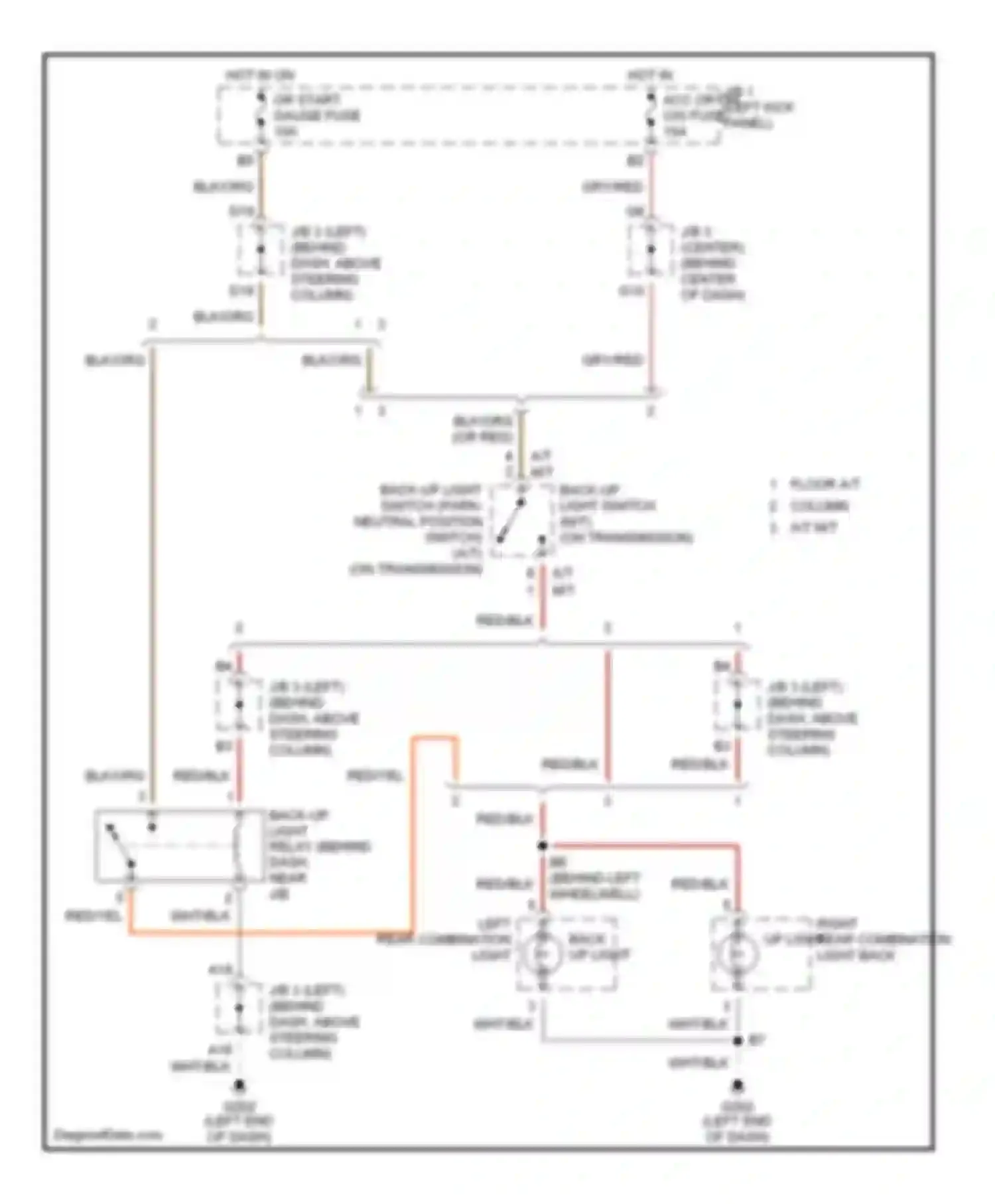 Tacoma Toyota I (1995-2000): Back-up lamps circuit