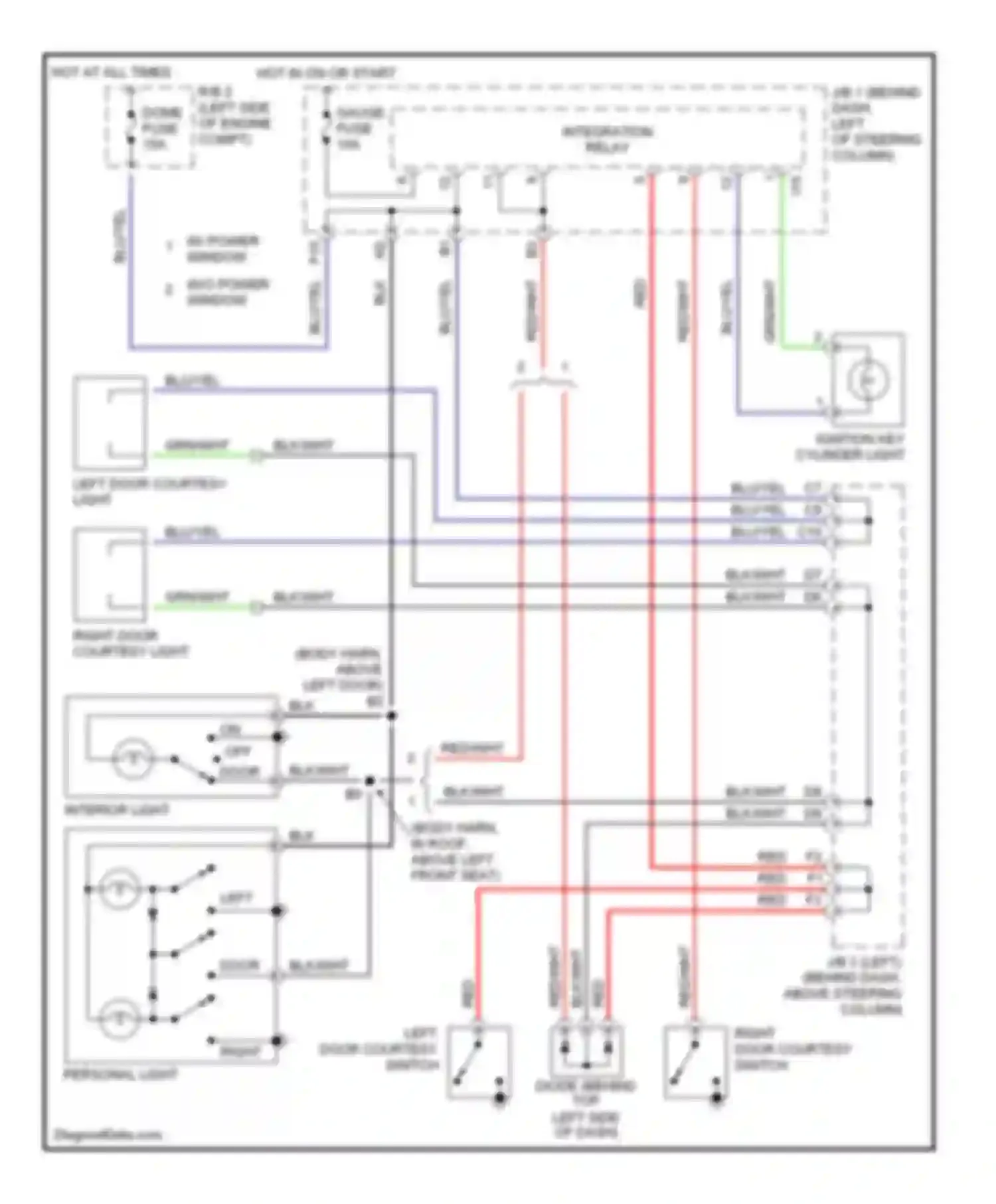 Tacoma Toyota I (1995-2000): Courtesy lamps circuit