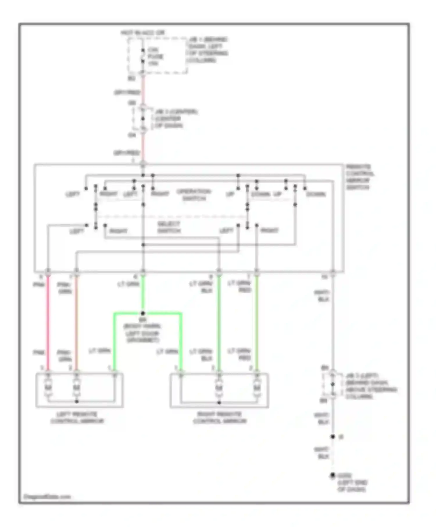 Tacoma Toyota I (1995-2000): Power mirror circuit