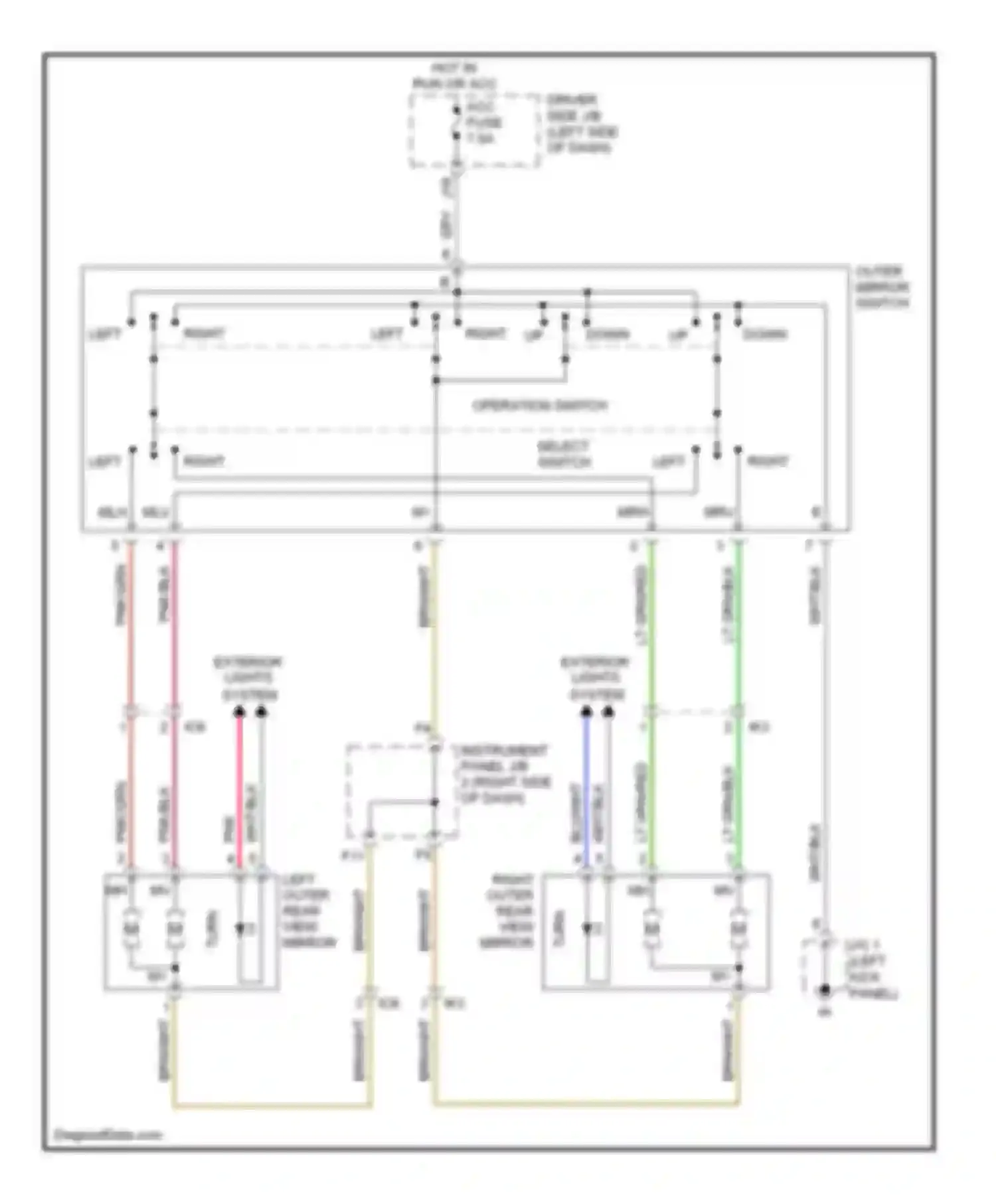 Tacoma Toyota II facelift (2011-2015): Power mirrors circuit