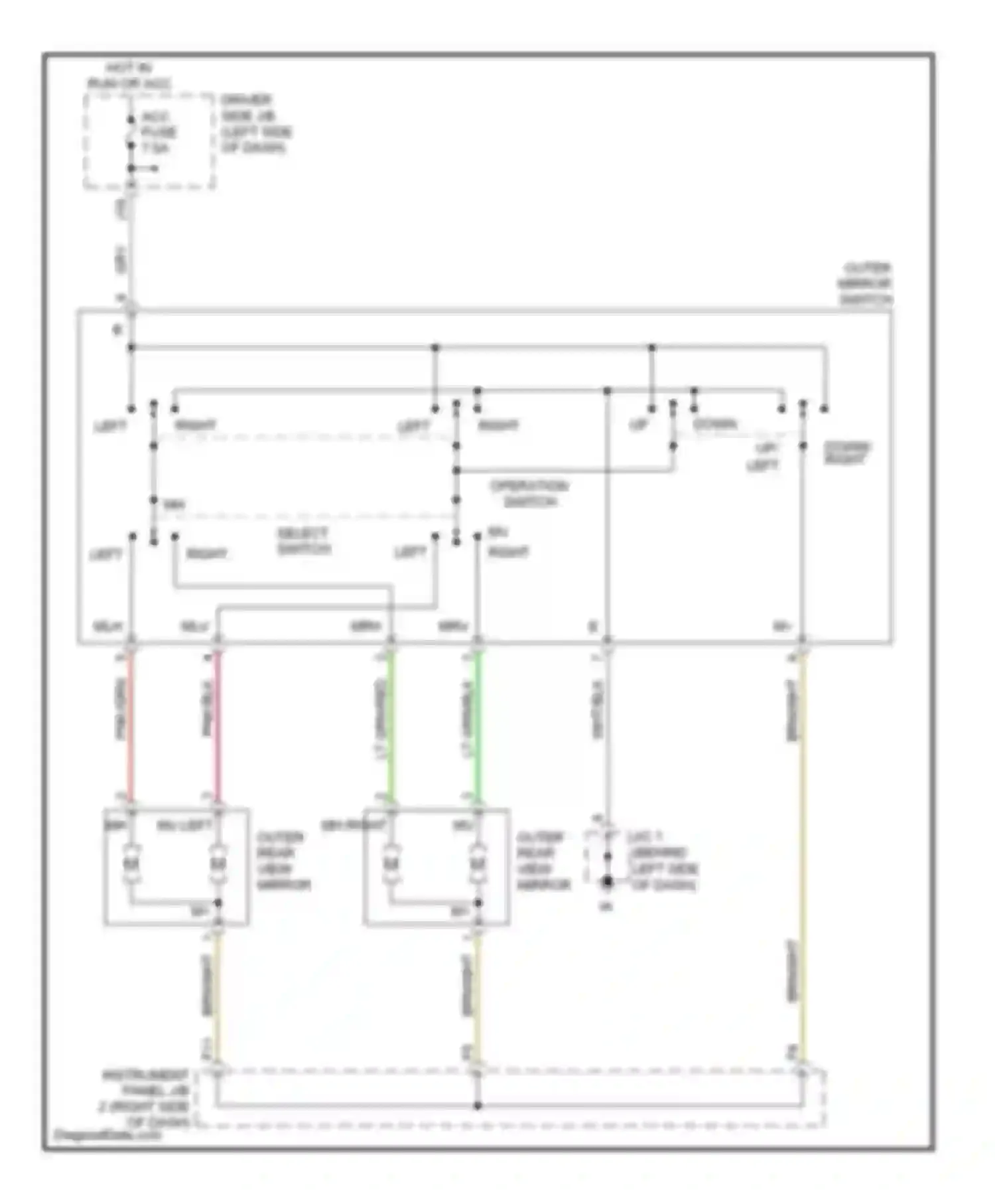 Tacoma Toyota II (2004-2011): Power mirrors circuit