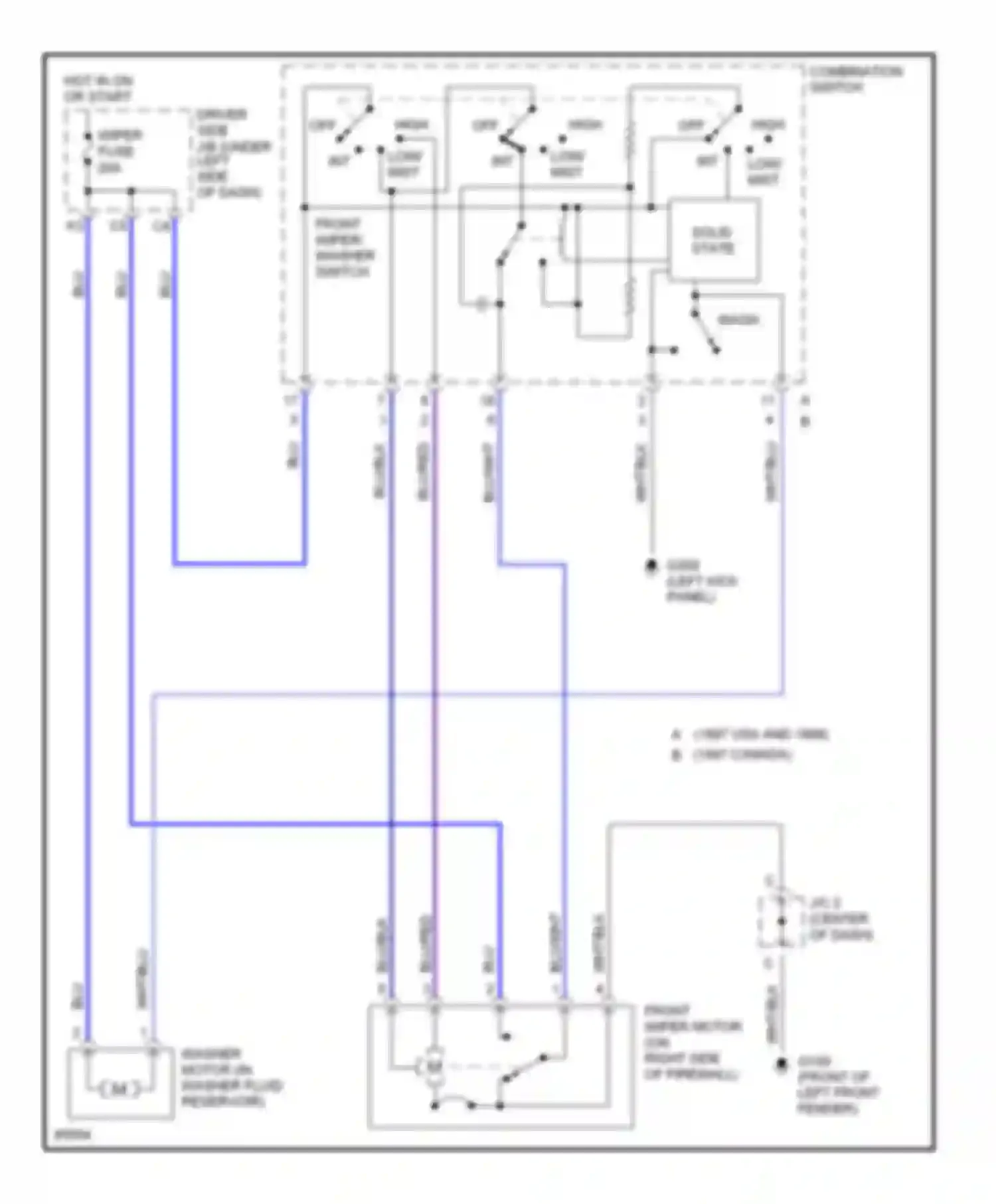 Tercel Toyota L50 facelift (1997-1999): Wiper/washer circuit