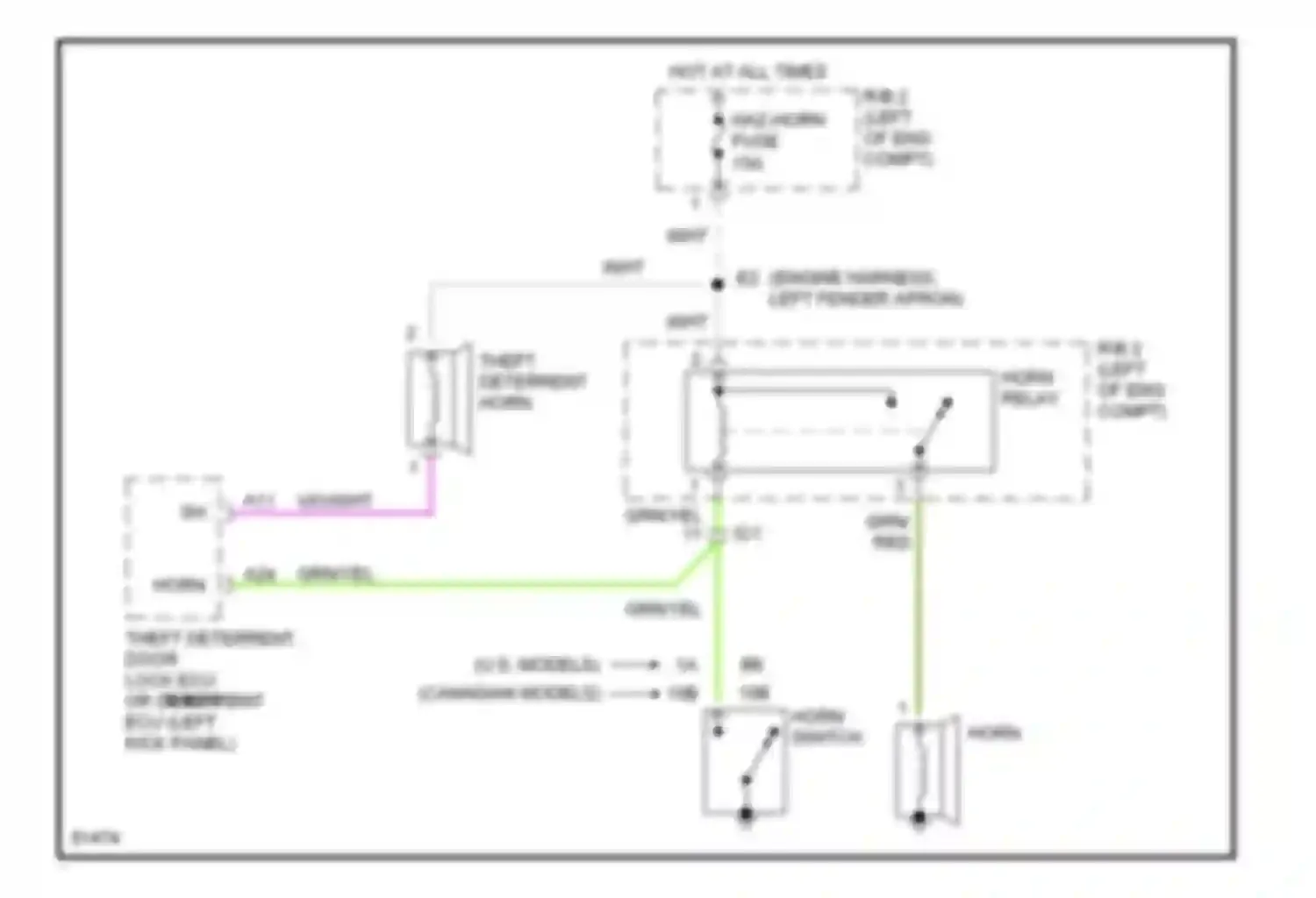 Tercel Toyota L50 (1994-1997): Horn circuit
