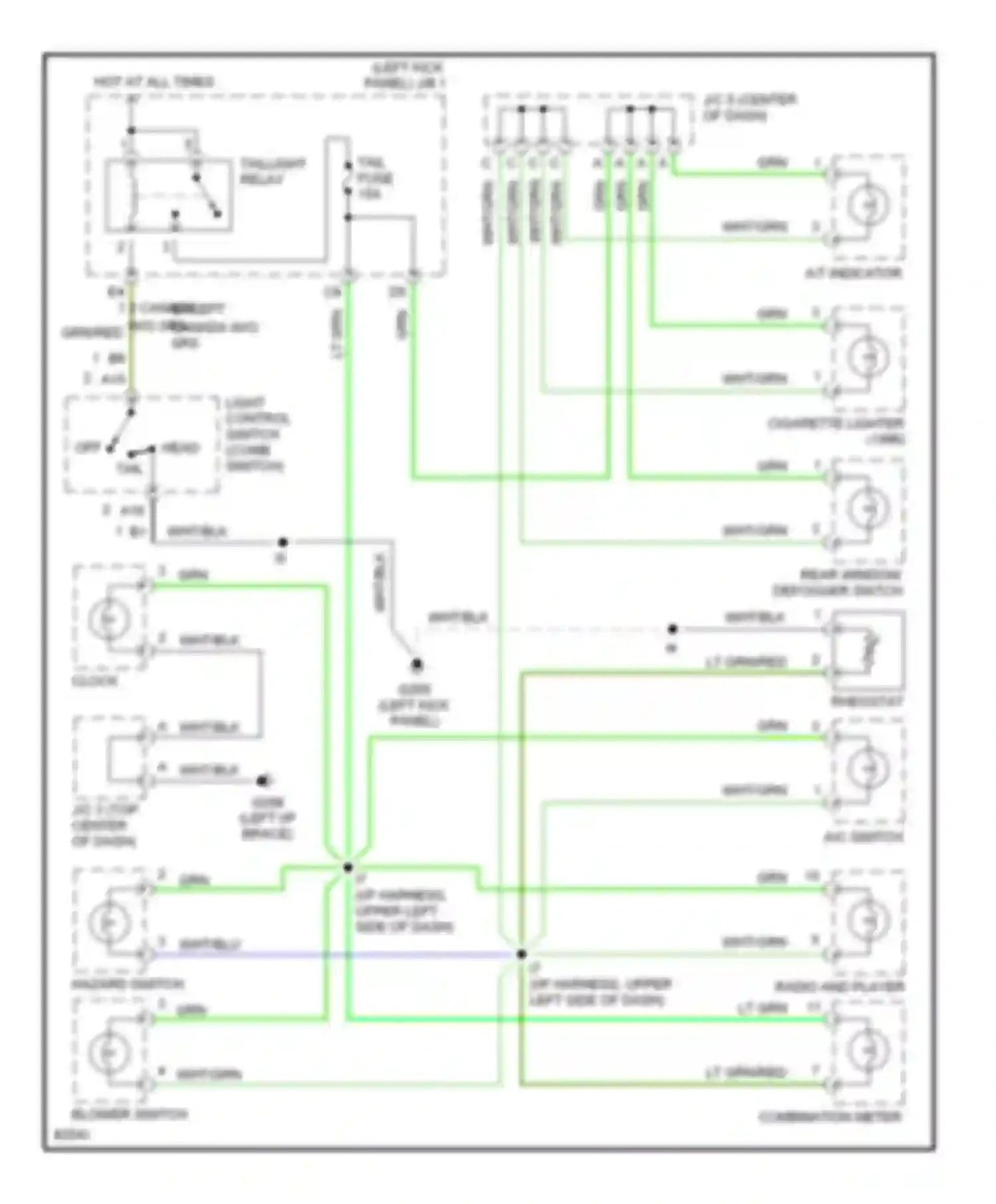 Tercel Toyota L50 (1994-1997): Instrument illumination circuit