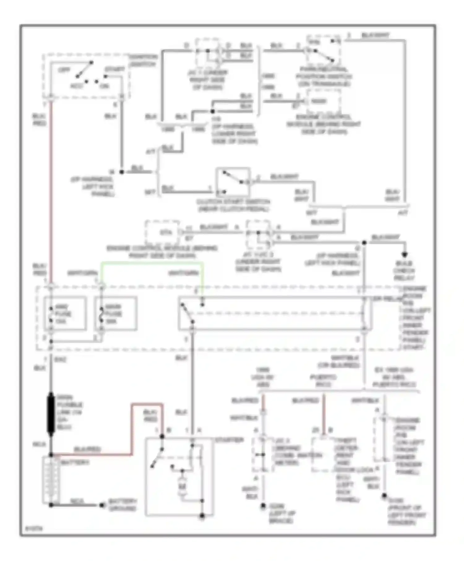 Tercel Toyota L50 (1994-1997): Starting circuit