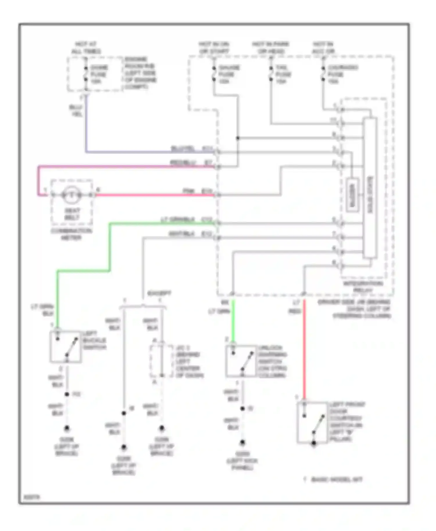 Tercel Toyota L50 (1994-1997): Warning system circuits